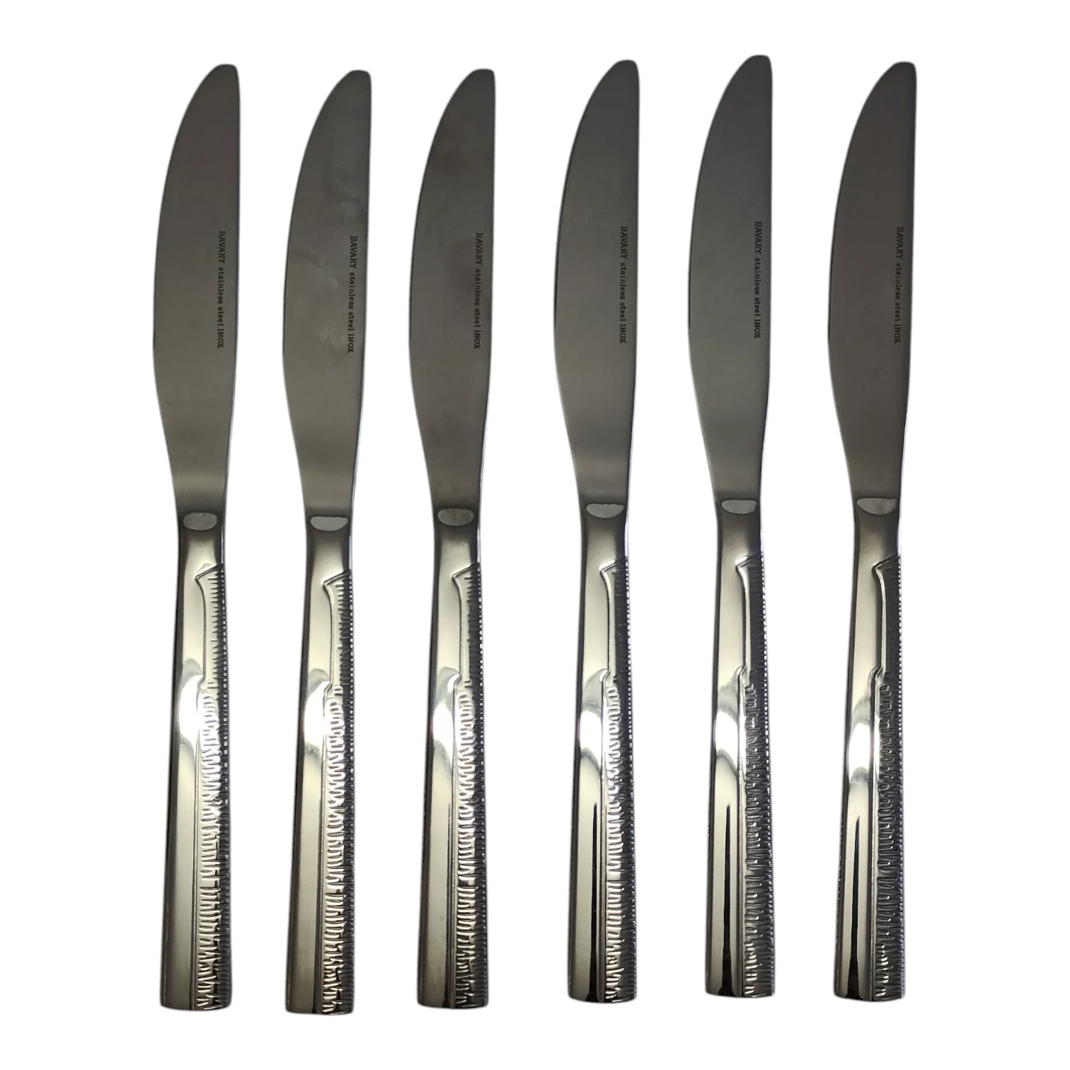 Set de 6 Cuchillos de Mesa – Acero Inoxidable con Mango Texturizado | Acabado Espejo - Image 3