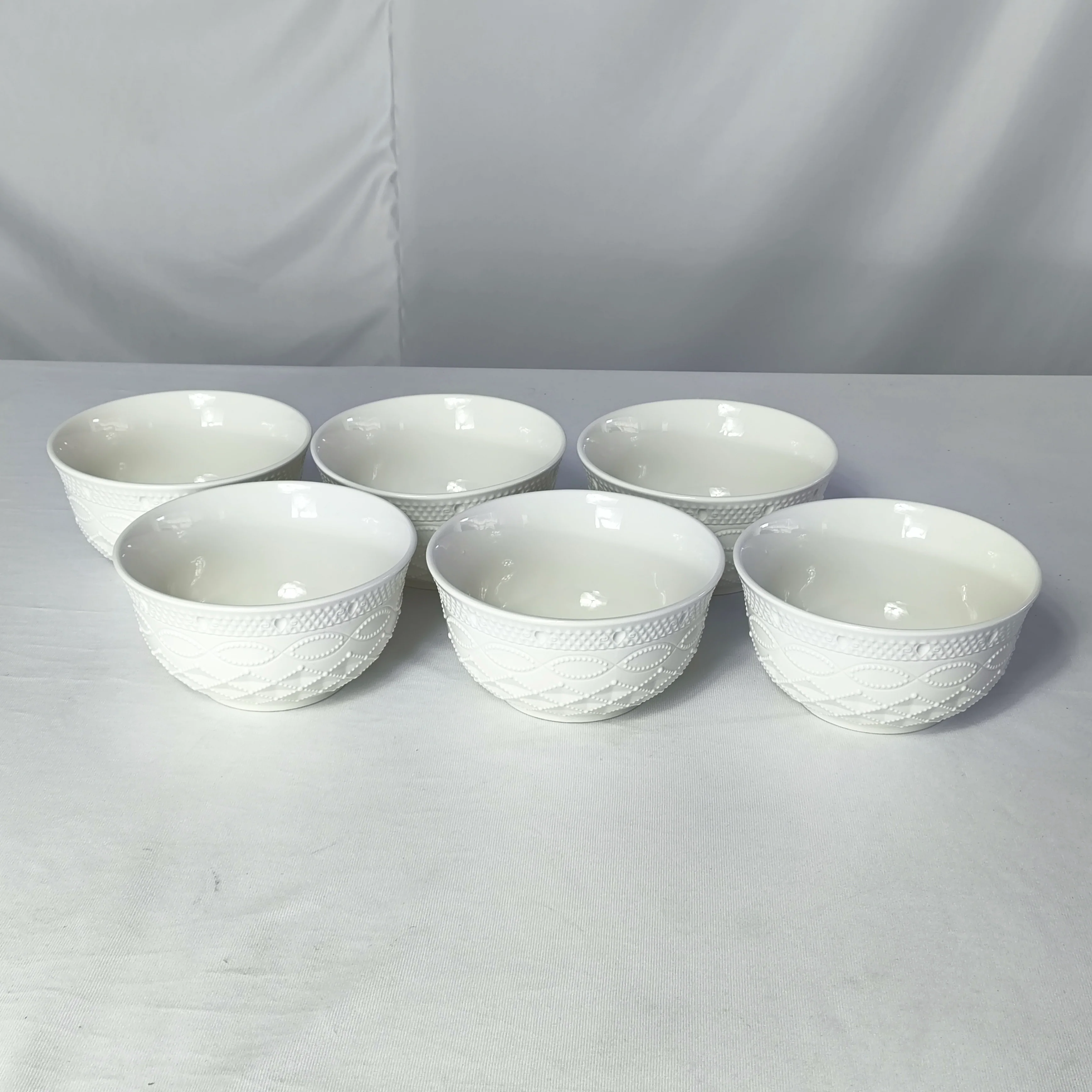 Set de Cuencos Blancos de Cerámica con Relieve Elegante – 6 Piezas 🤍 - Image 2