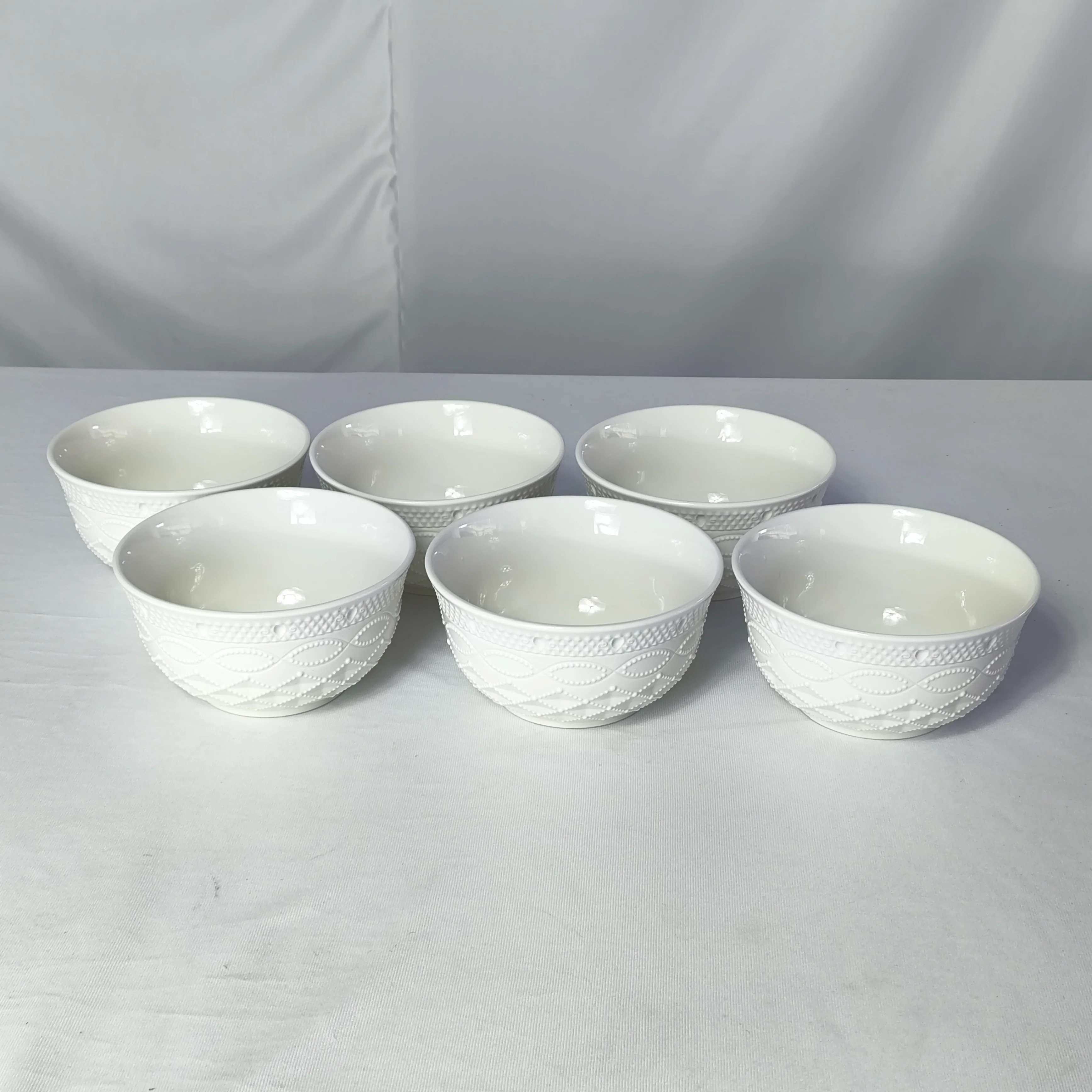 Set de Cuencos Blancos de Cerámica con Relieve Elegante – 6 Piezas 🤍 - Image 3