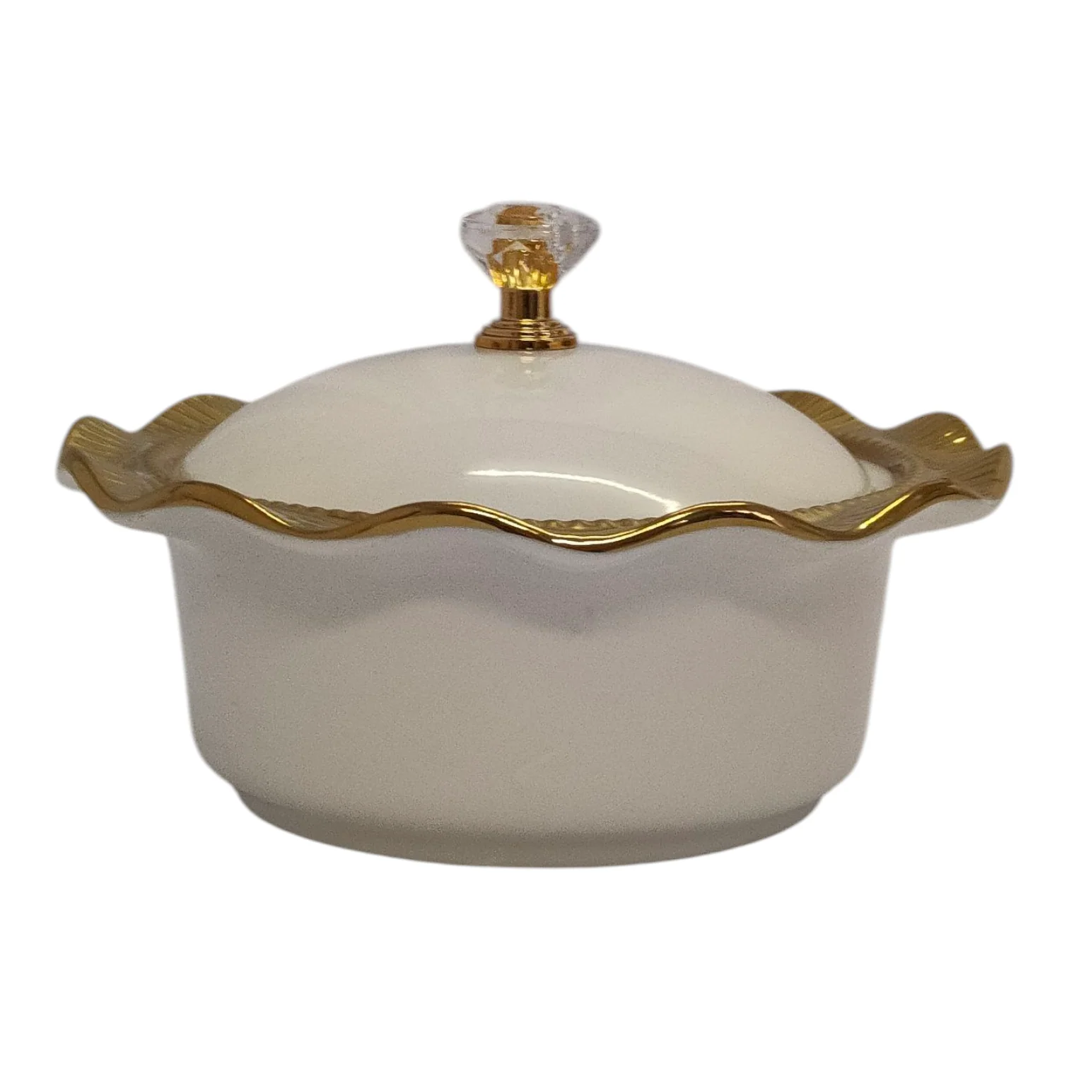 Set de 4 Cuencos de Porcelana con Tapas + Soporte Dorado — Bandeja de Aperitivos/Condimentos - Image 3