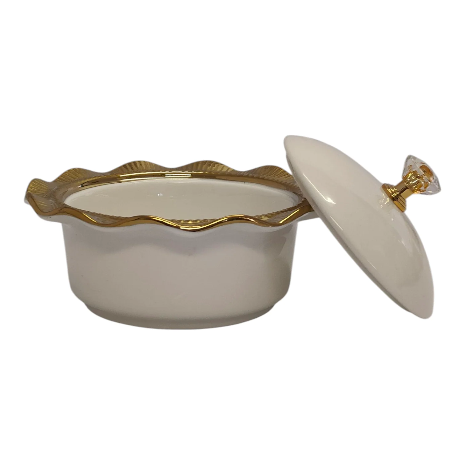 Set de 4 Cuencos de Porcelana con Tapas + Soporte Dorado — Bandeja de Aperitivos/Condimentos - Image 4