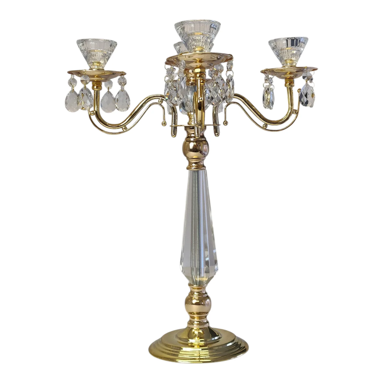 Candelabro de Cristal y Metal Dorado con 5 Brazos — Estilo Clásico y Lujo Brillante - Image 3