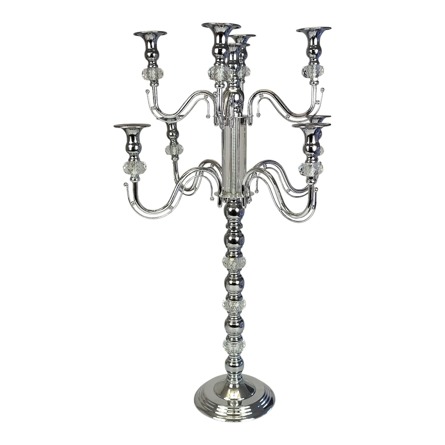 Candelabro de Pie de 5 Brazos en Metal Dorado con Detalles de Cristal – 120 cm - Image 3