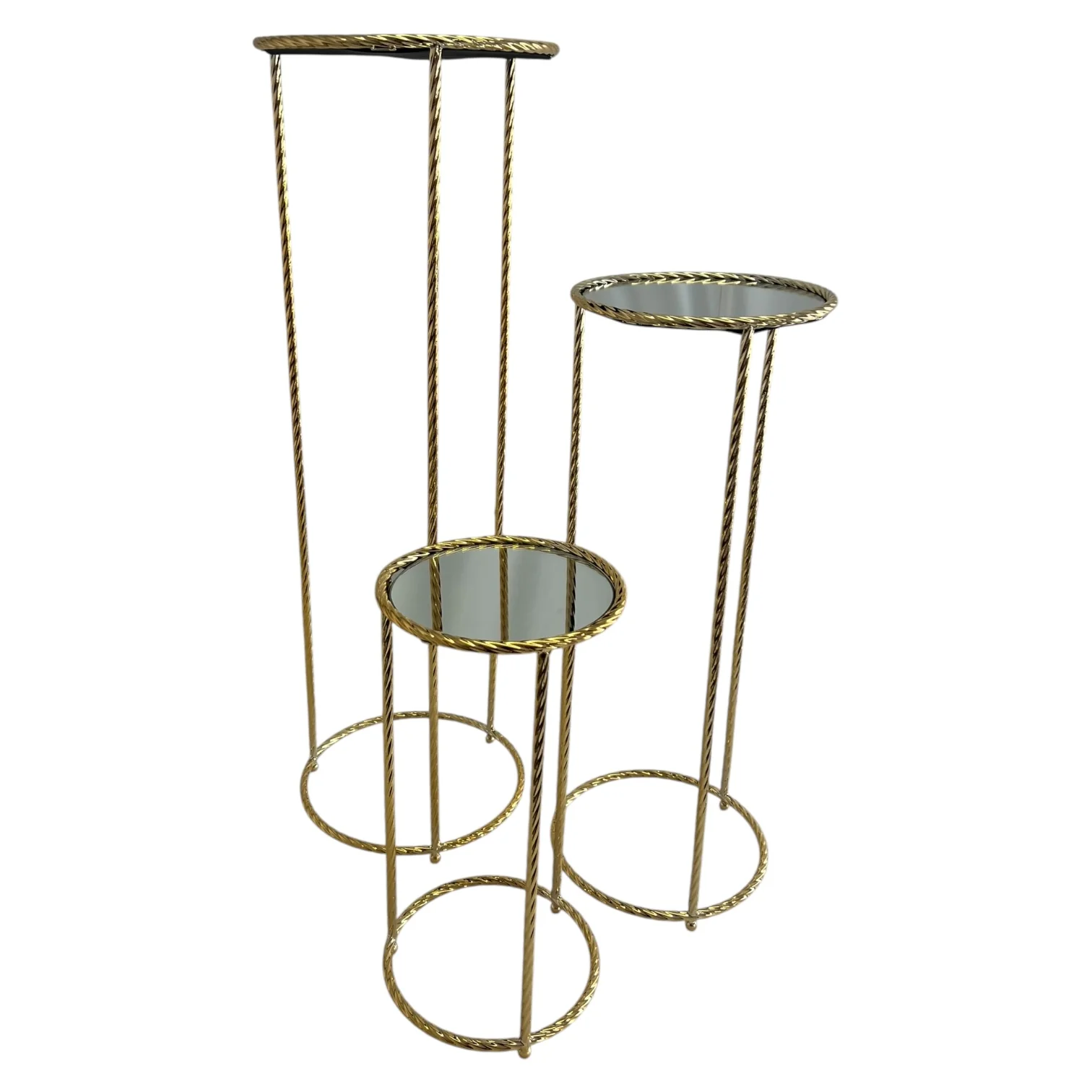 Set de 3 Pedestales Dorados Rectos con Espejo – Diseño Fino y Versátil - Image 2
