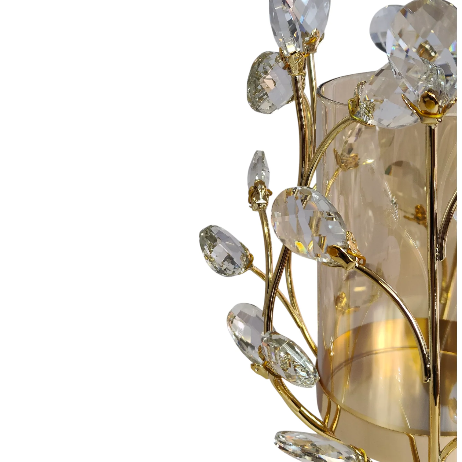 Portavelas de Cristal y Metal Dorado con Diseño de Ramas y Gotas Brillantes - Image 4