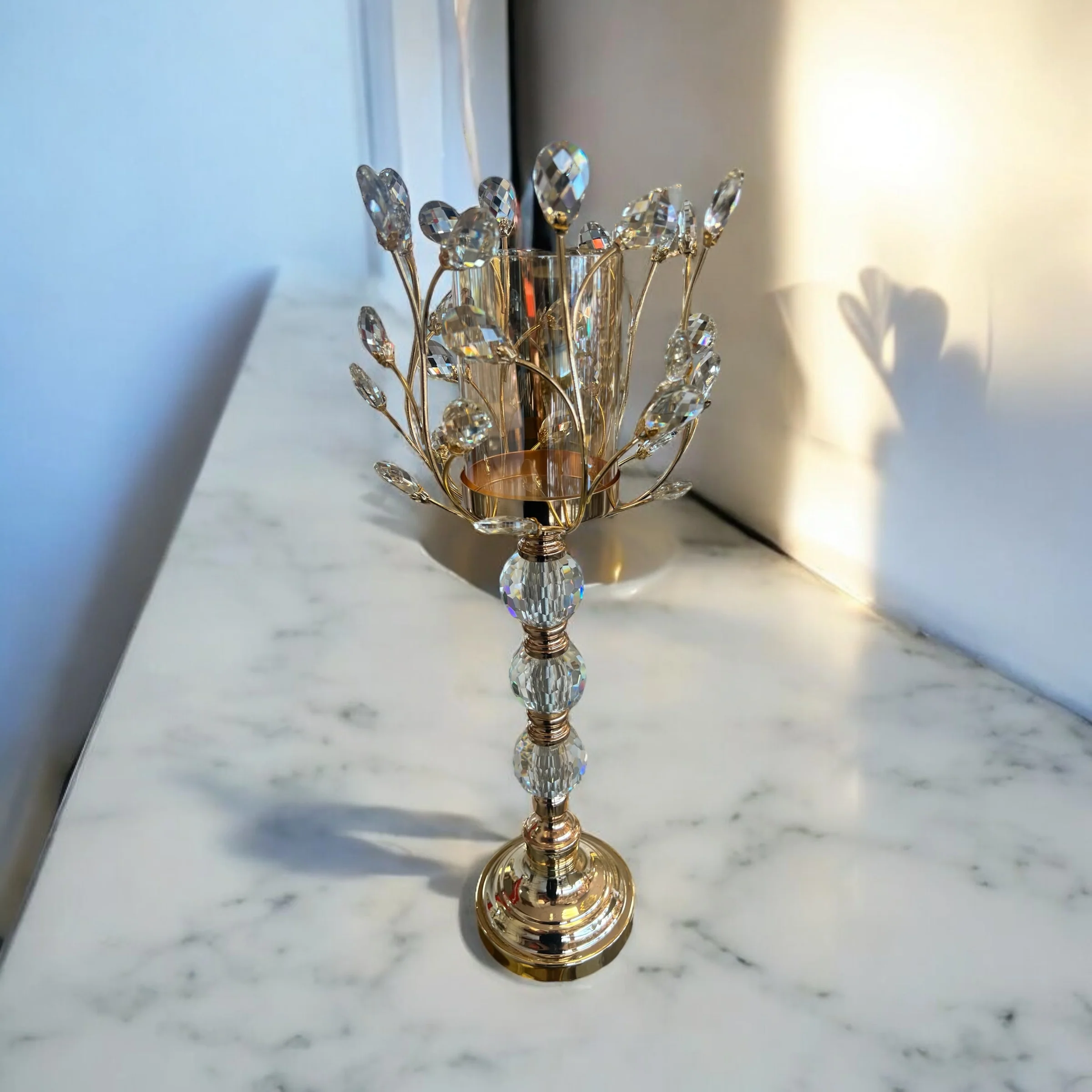 🕯️ Candelabro Decorativo de Cristal y Metal Dorado – 56 cm - Image 2