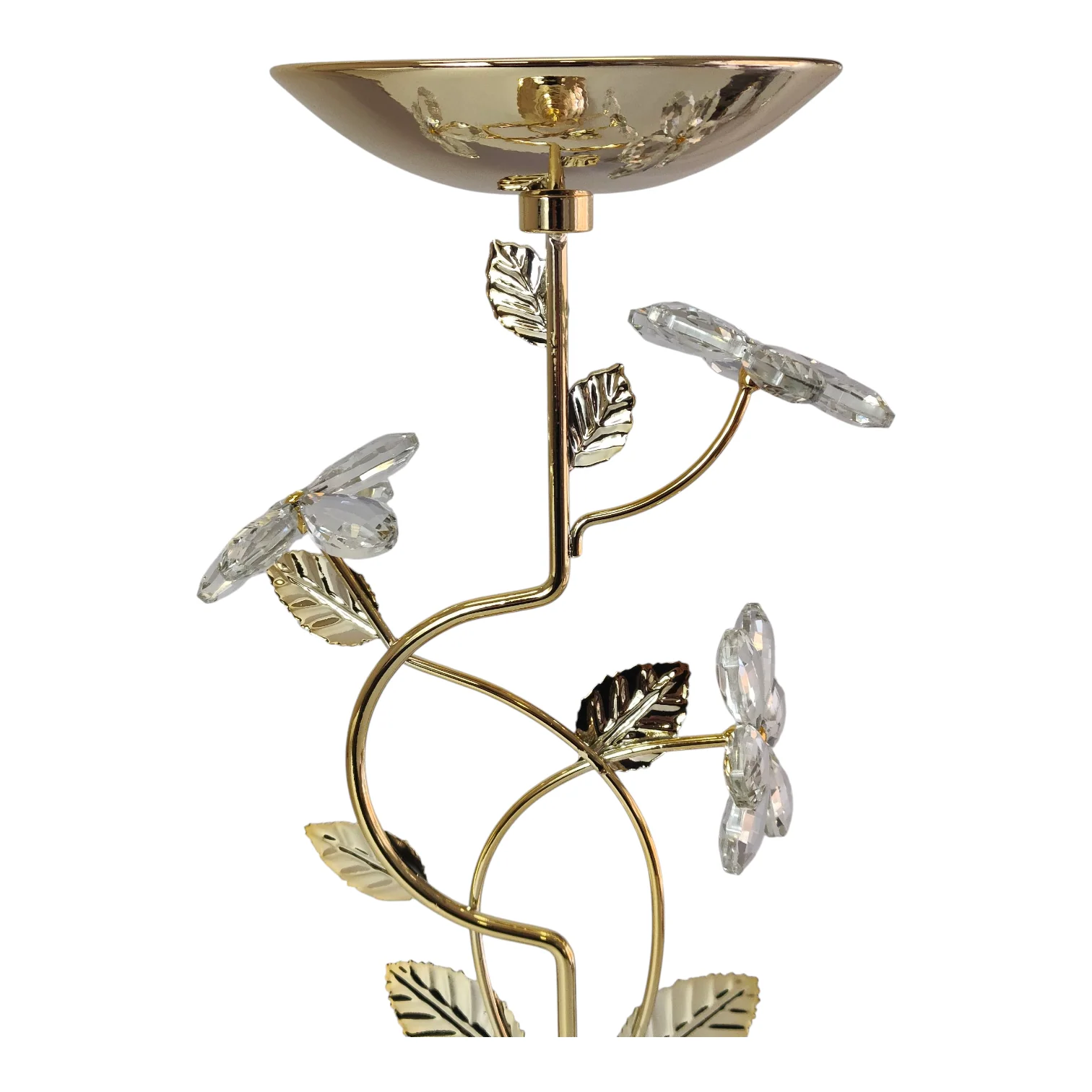 Portavelas de Cristal y Metal Dorado con Flores Decorativas - Image 3