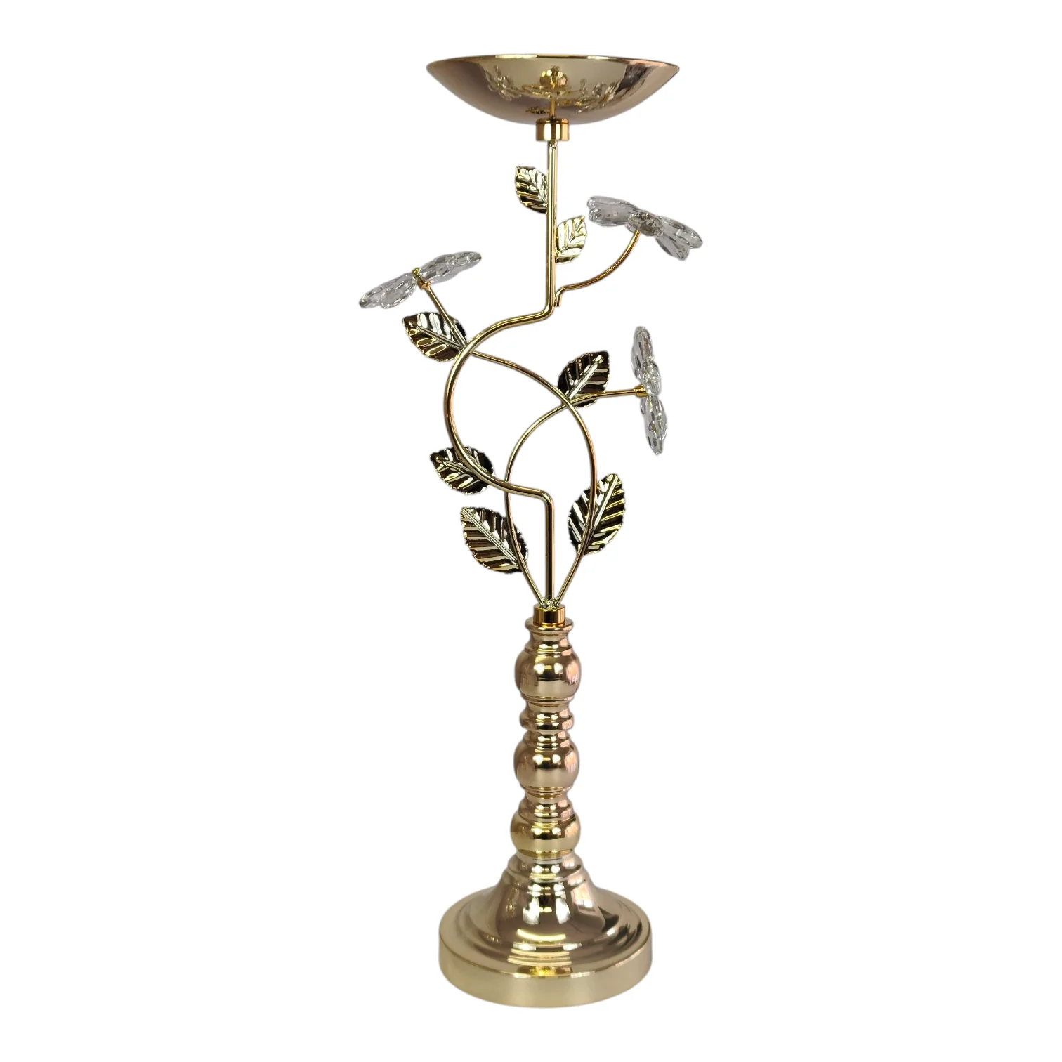 Portavelas de Cristal y Metal Dorado con Diseño Floral Decorativo - Image 2