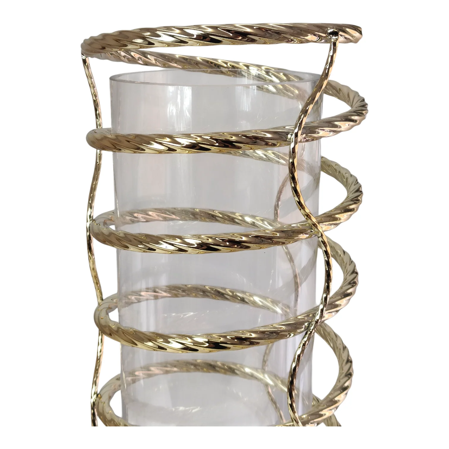 Portavelas Alto de Cristal y Metal Dorado con Diseño Espiral Moderno  62cm - Image 3