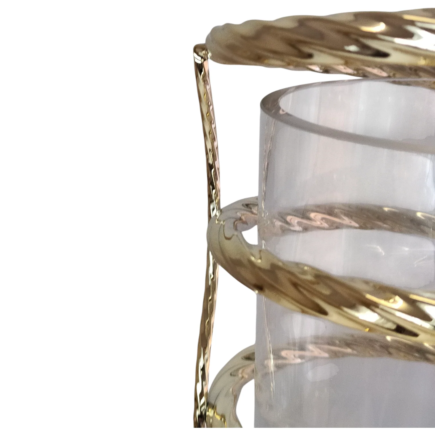 Portavelas Alto de Cristal y Metal Dorado con Diseño Espiral Moderno  62cm - Image 5