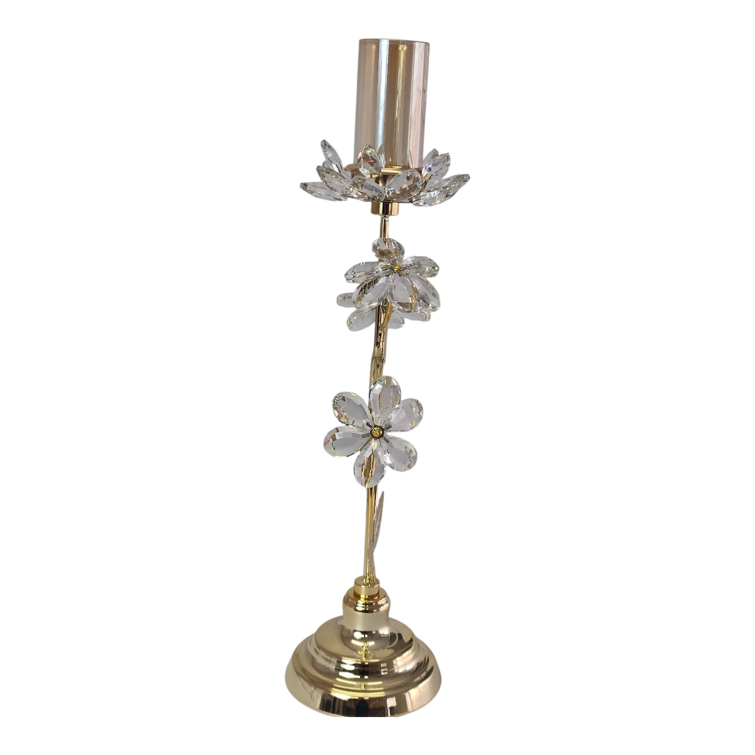 Portavelas de Cristal y Metal Dorado con Diseño Floral Decorativo - Image 4