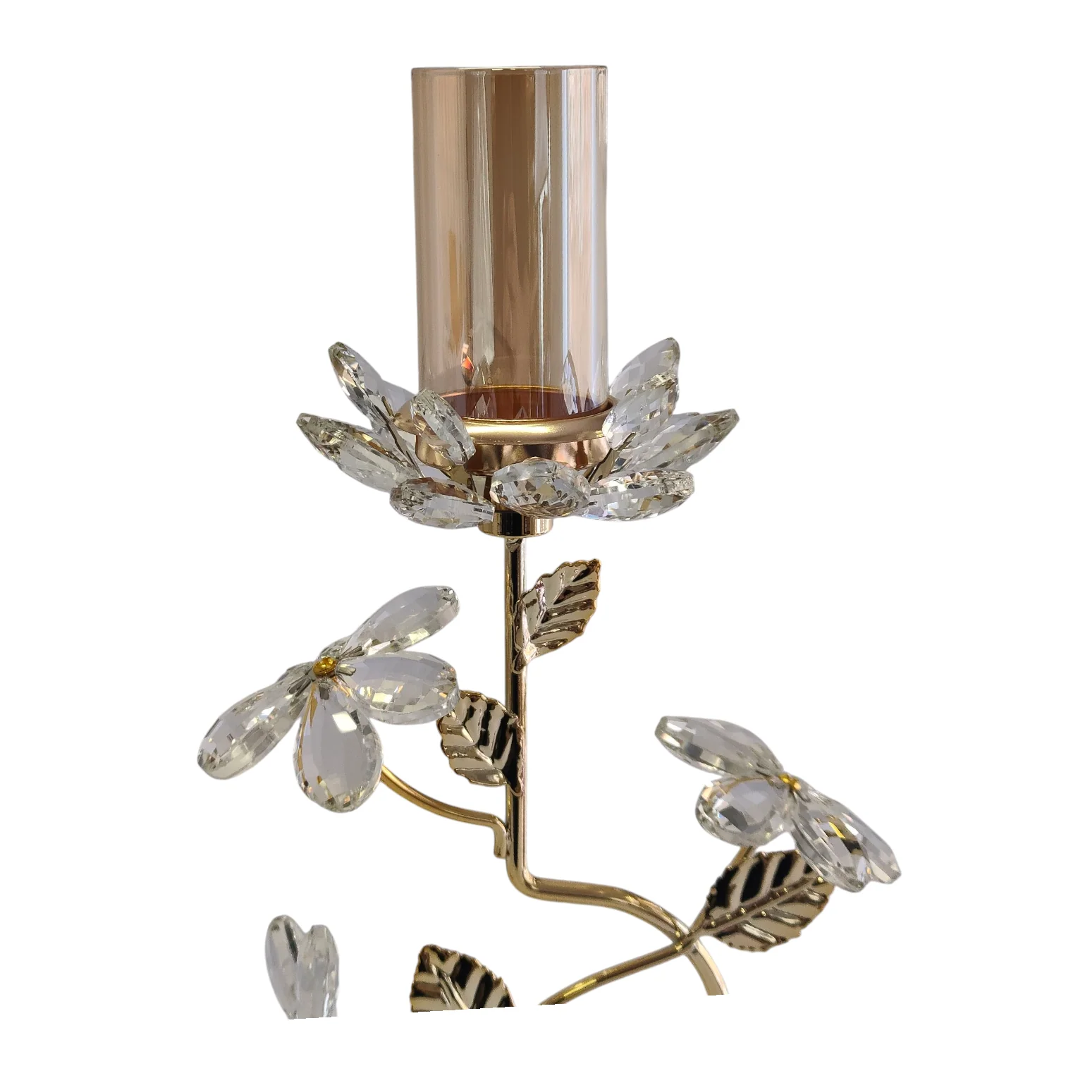 Portavelas de Cristal y Metal Dorado con Diseño Floral Decorativo - Image 5