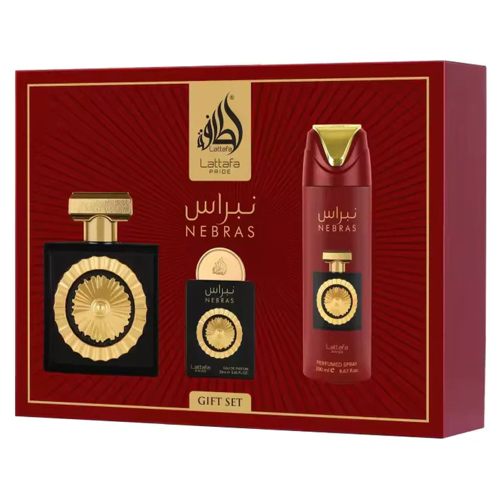 🎁 Set de Regalo Lattafa Nebras – Agua de Perfume 100 ml + Spray Perfumado 200 ml + Mini Agua de Perfume 20 ml - Image 2
