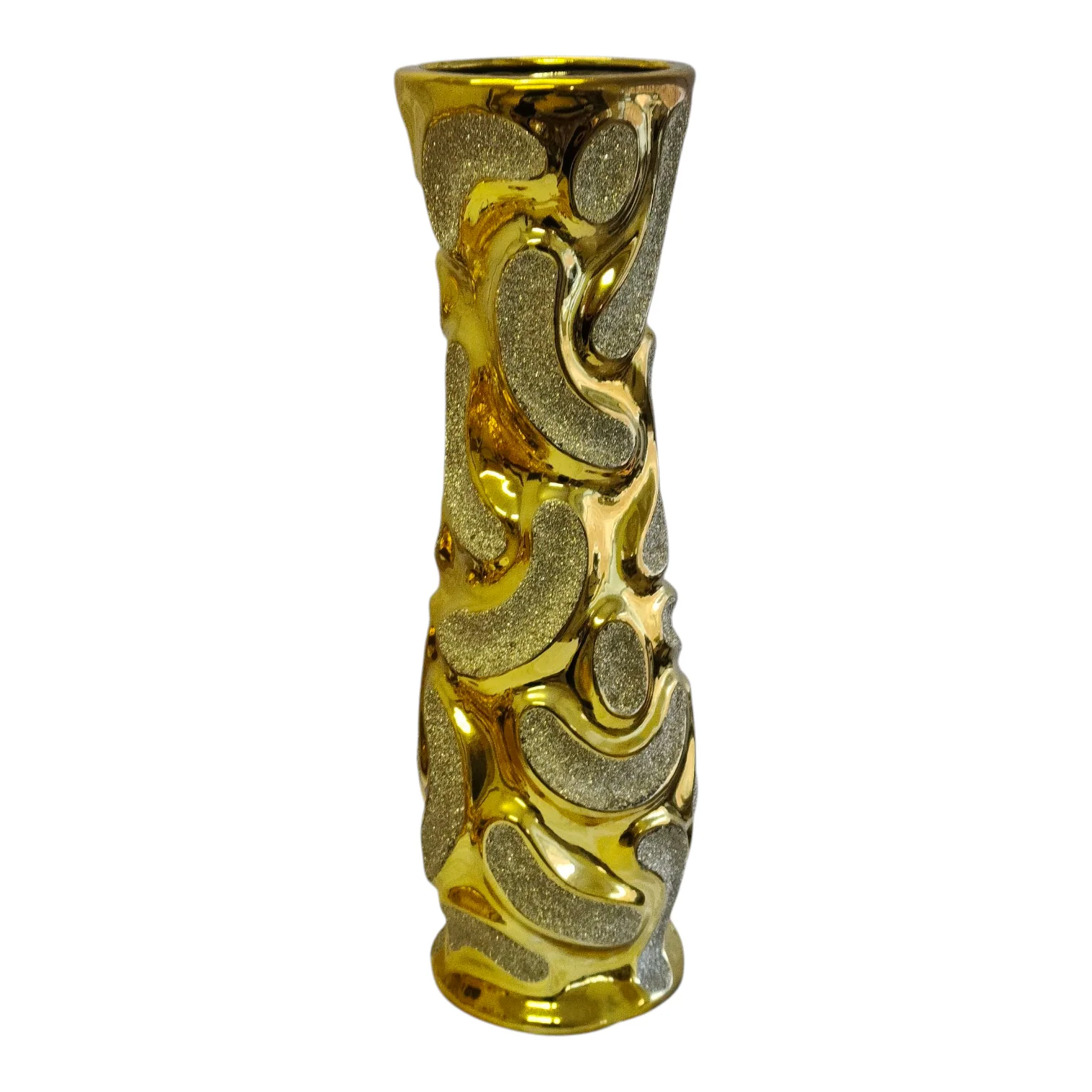 🪞Jarrón Decorativo Dorado con Relieves Abstractos – 60cm - Image 2