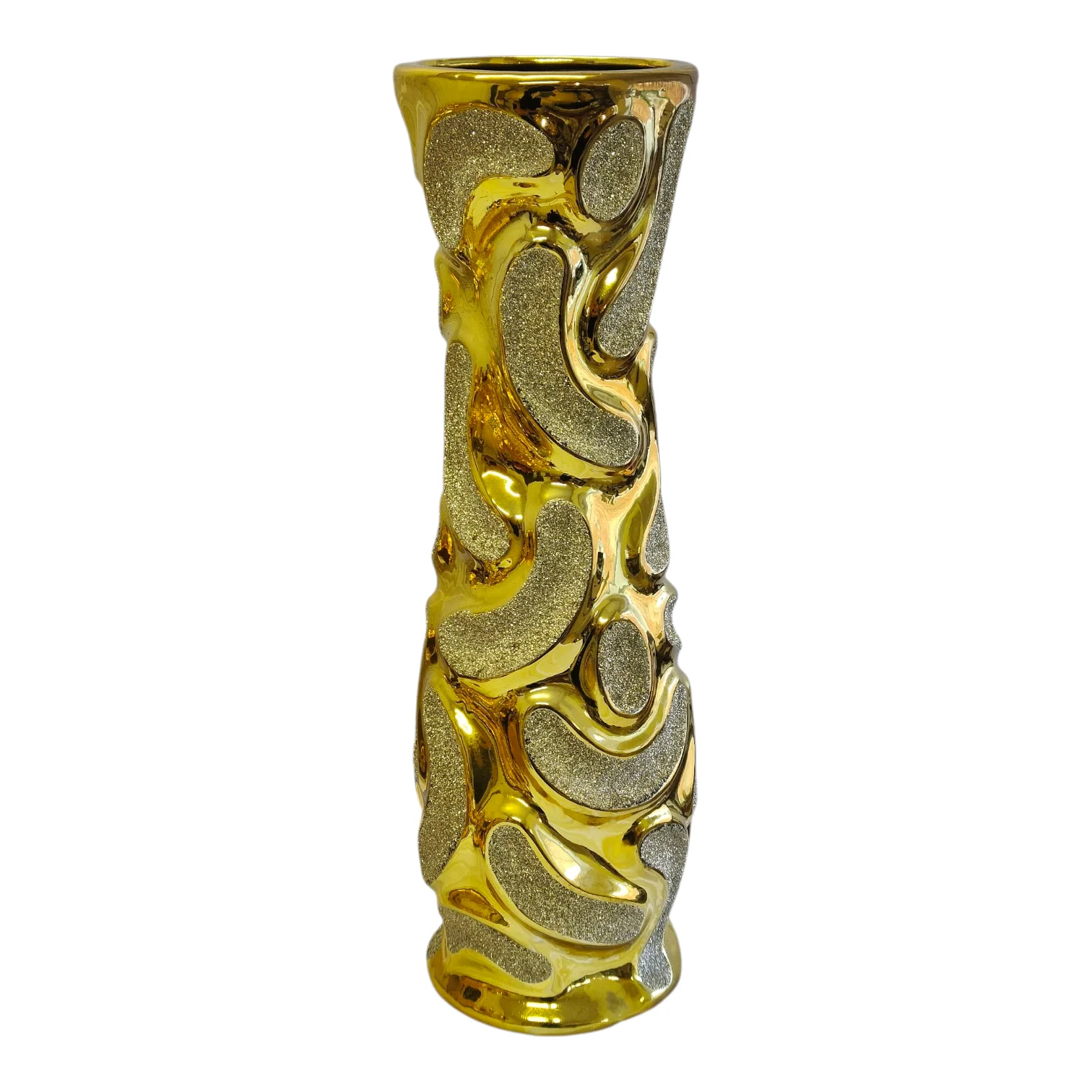 🪞Jarrón Decorativo Dorado con Relieves Abstractos – 60cm - Image 4