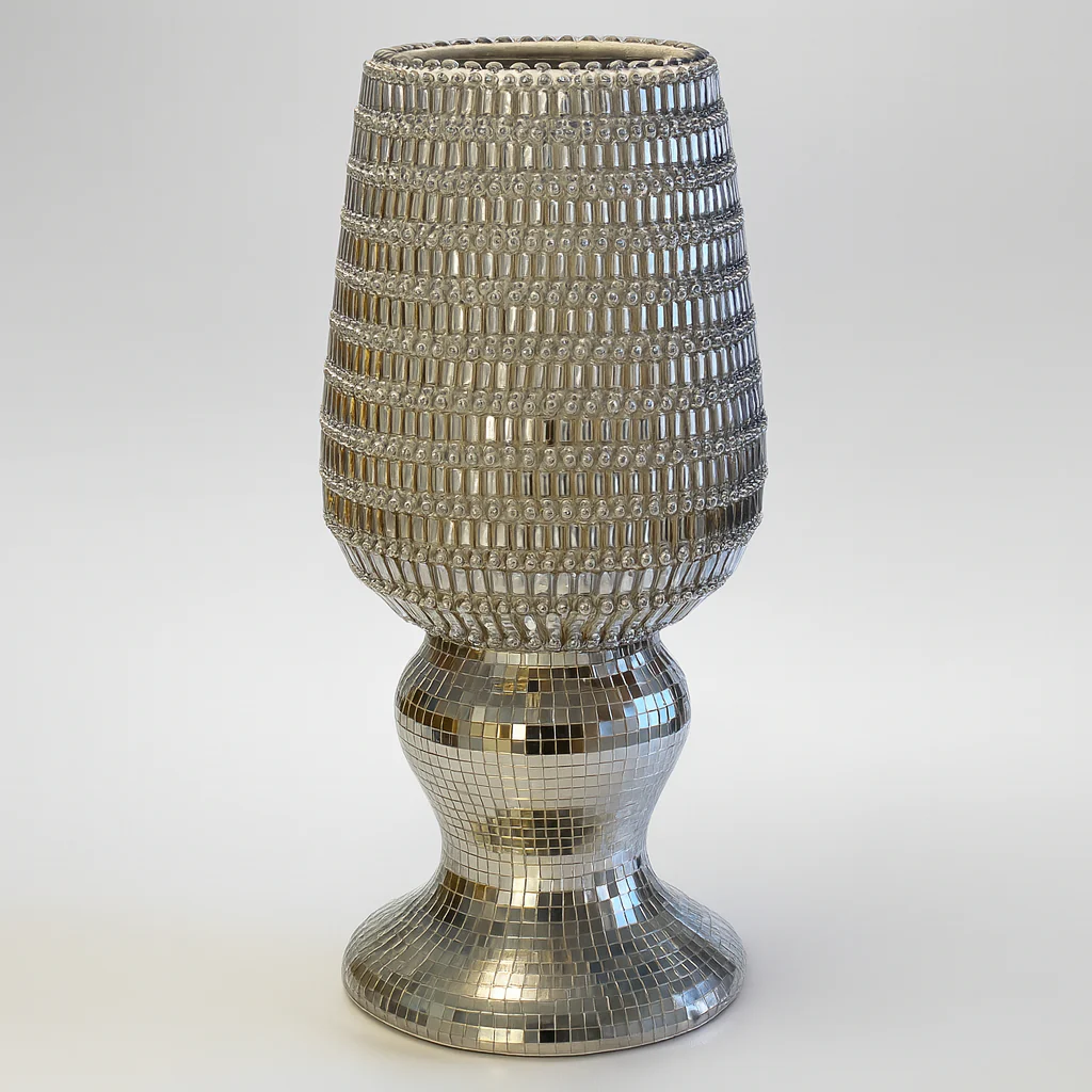 Jarrón Decorativo Plateado con Efecto Espejo – 40 cm