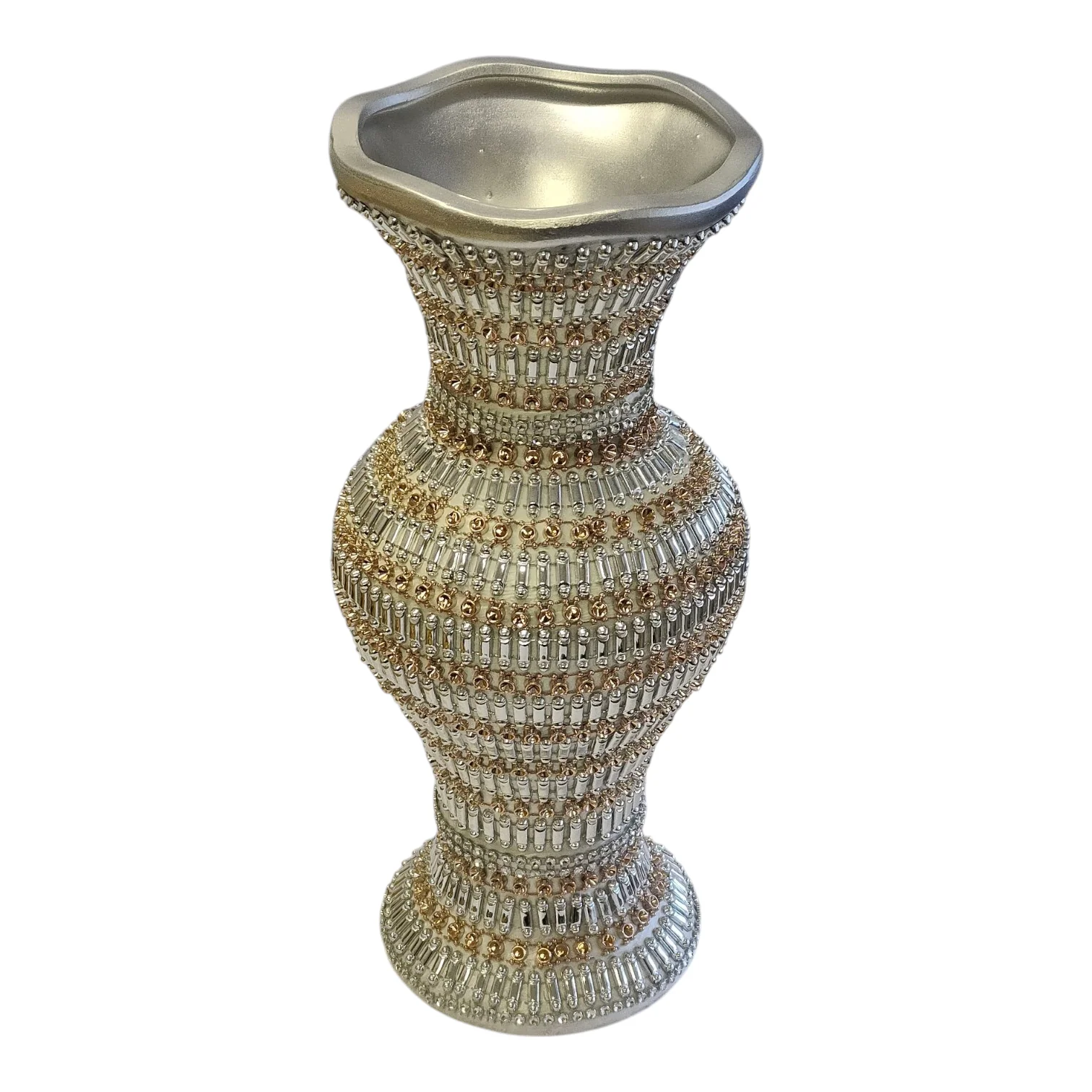 Jarrón Decorativo de Lujo con Detalles Dorados y Plateados – 35 cm - Image 3
