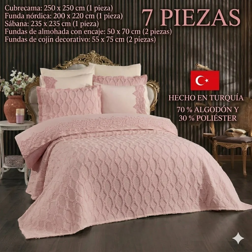 Juego de Cama Cher – Elegancia y Estilo para tu Dormitorio - COLOR ROSA PASTEL