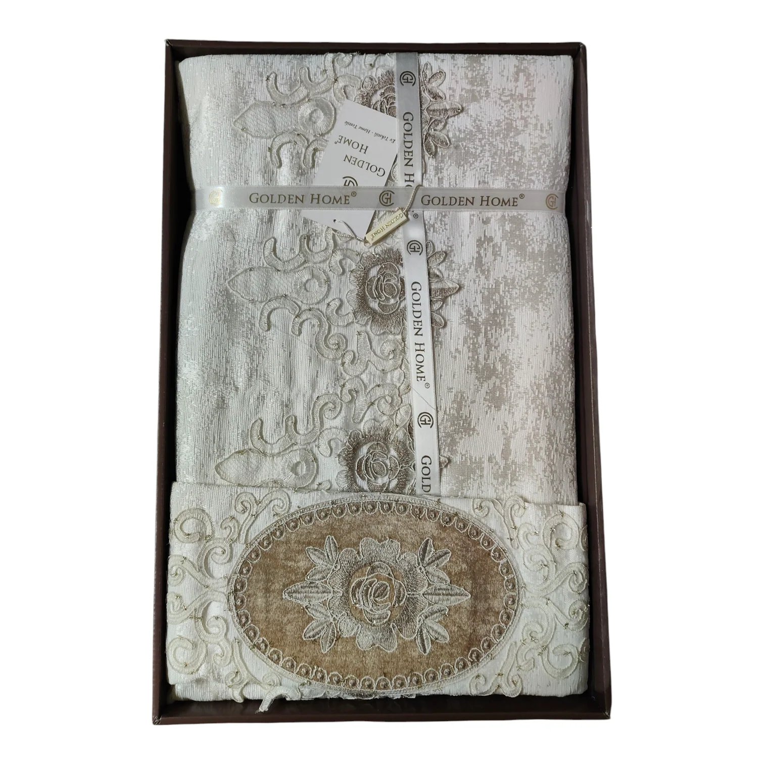 Juego de Cama de Lujo "Bologna" – Elegancia Clásica con Bordados en Relieve - COLOR CREMA - Image 6