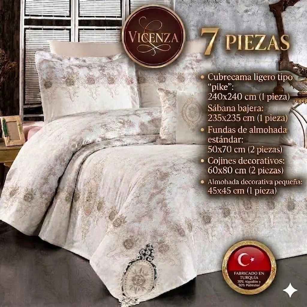 Juego de Cama de Lujo "Vicenza" – Elegancia Clásica con Estilo Barroco - COLOR CAPUCHINO