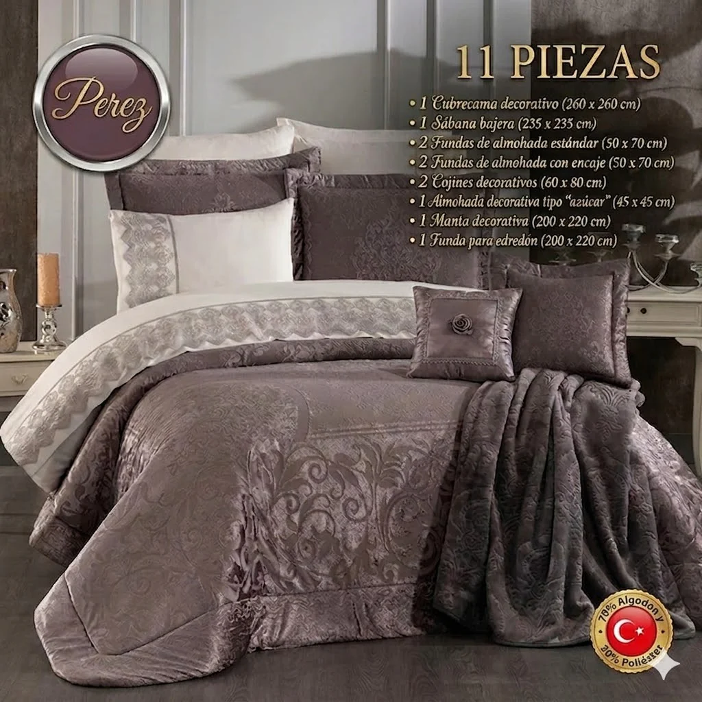Juego de Cama para Ajuar "Perez" – Lujo y Sofisticación para tu Dormitorio - COLOR GRIS
