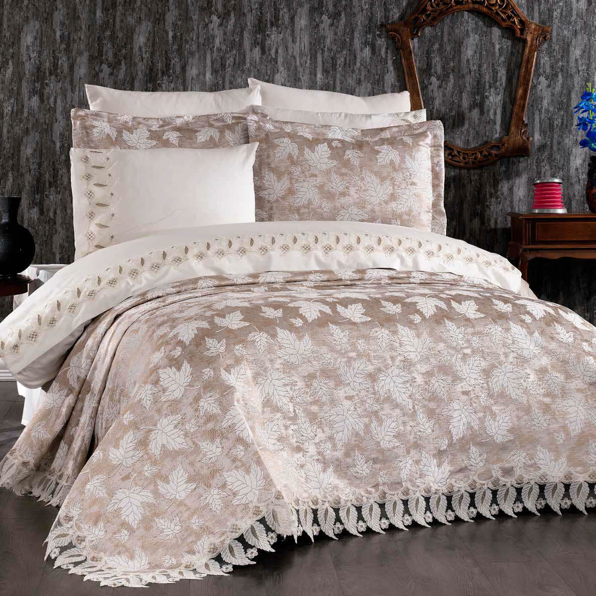 Juego de Cama para Novias "Enjoy" – Elegancia y Confort para un Dormitorio Sofisticado - COLOR CAPUCHINO - Image 2