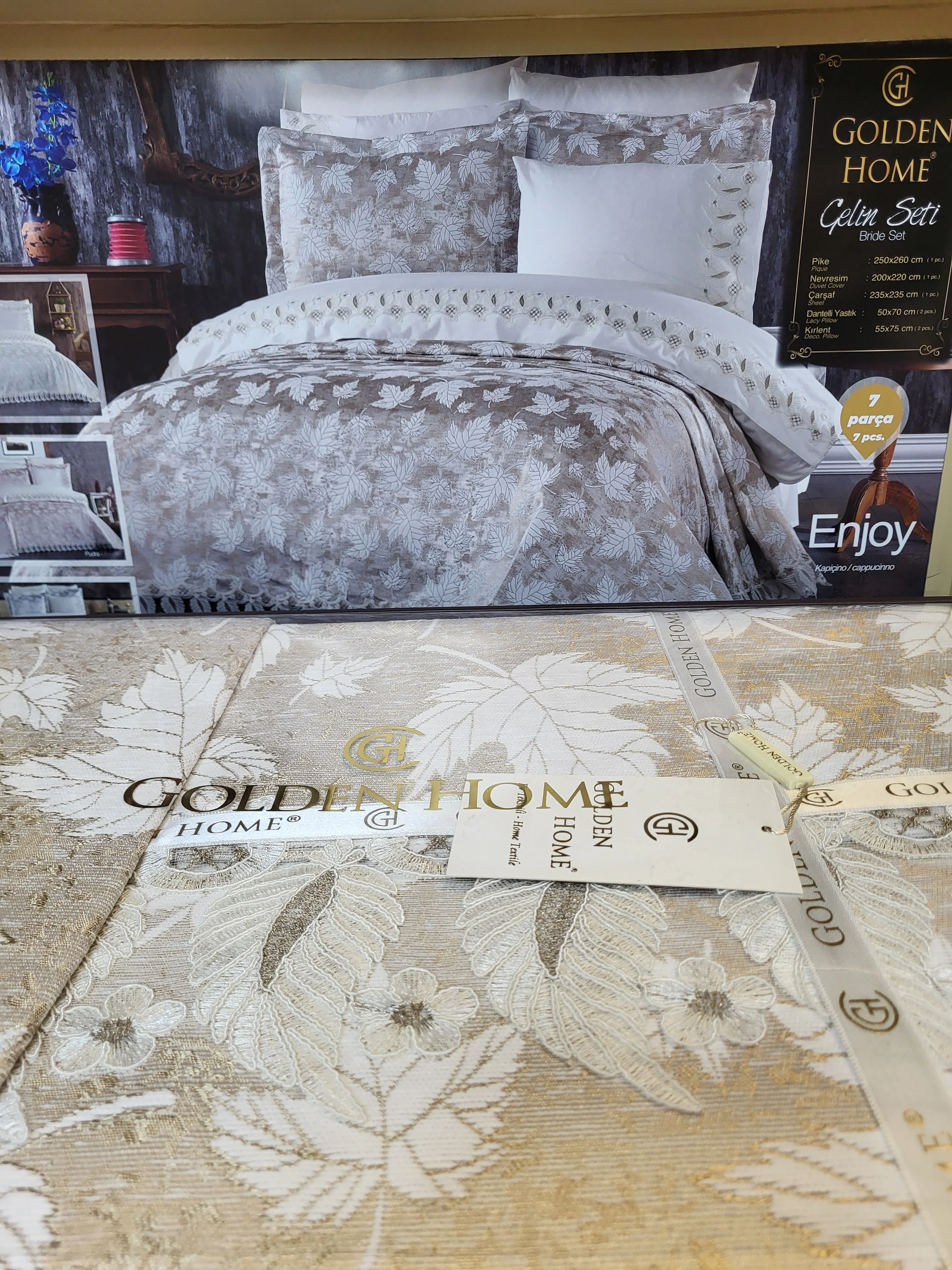 Juego de Cama para Novias "Enjoy" – Elegancia y Confort para un Dormitorio Sofisticado - COLOR CAPUCHINO - Image 4
