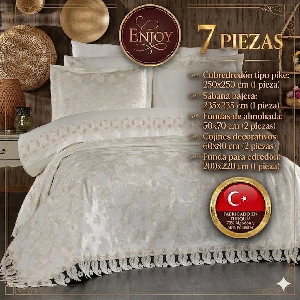 Juego de Cama para Novias "Enjoy" – Elegancia y Confort para un Dormitorio Sofisticado - COLOR CREMA