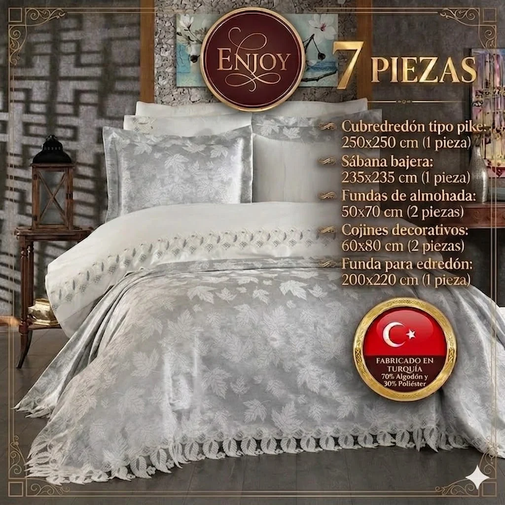 Juego de Cama para Novias "Enjoy" – Elegancia y Confort para un Dormitorio Sofisticado - COLOR GRIS