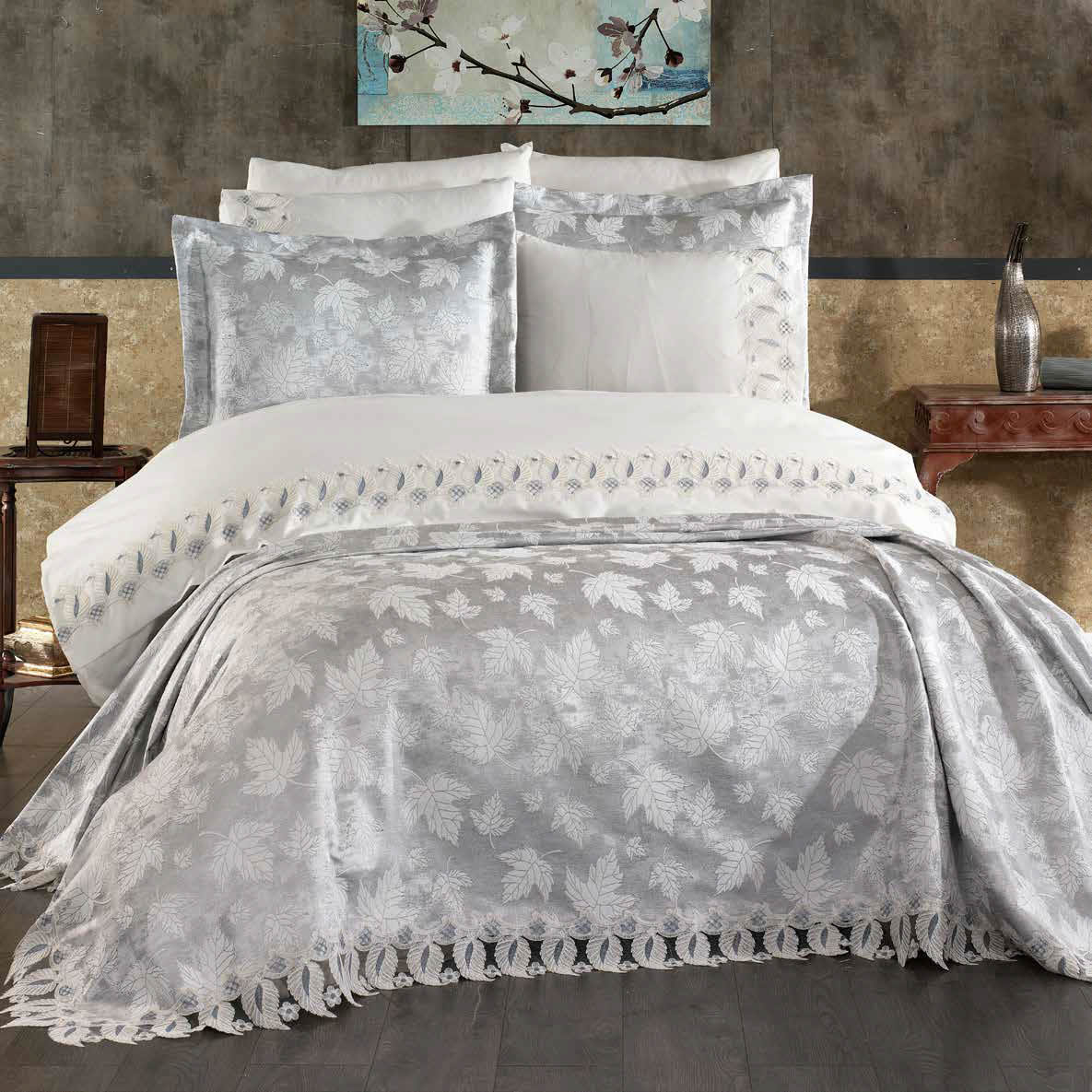 Juego de Cama para Novias "Enjoy" – Elegancia y Confort para un Dormitorio Sofisticado - COLOR GRIS - Image 2