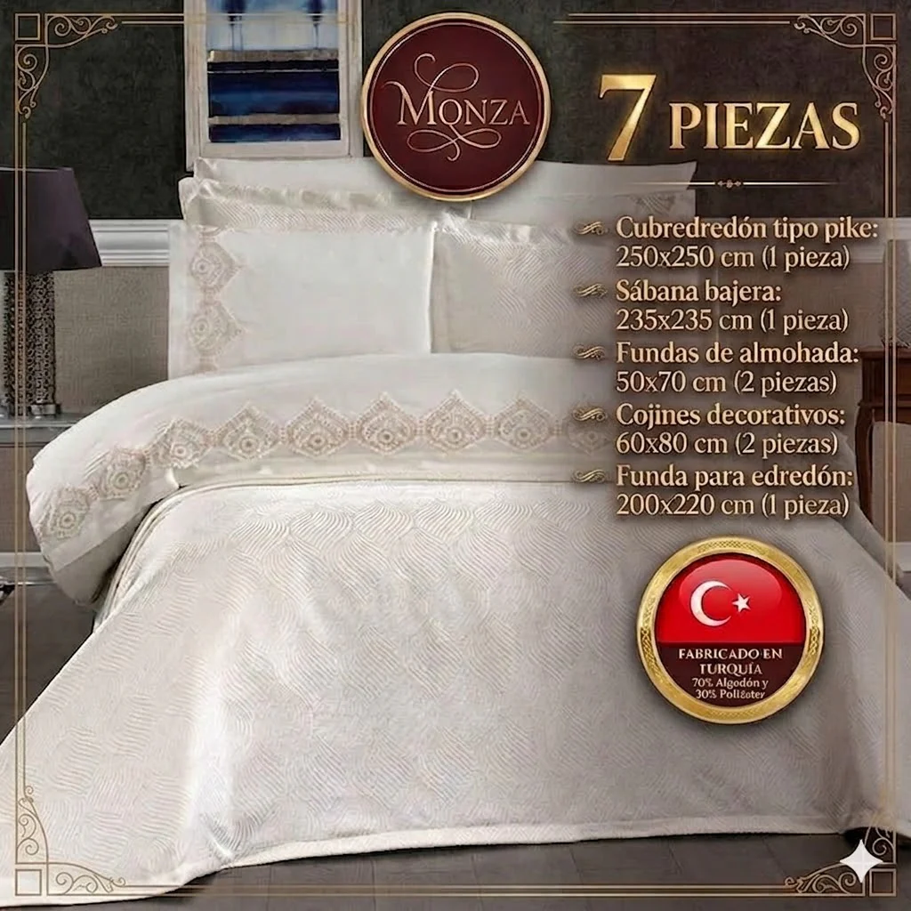Juego de Cama para Novias "Monza" – Elegancia y Estilo Contemporáneo - COLOR CREMA