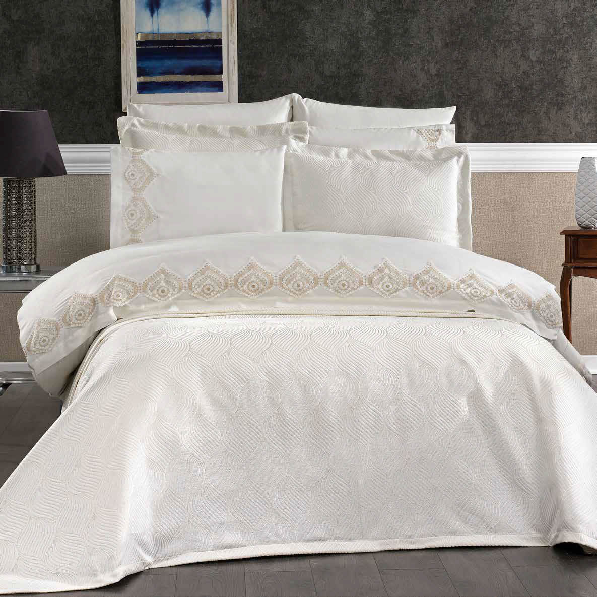 Juego de Cama para Novias "Monza" – Elegancia y Estilo Contemporáneo - COLOR CREMA - Image 2