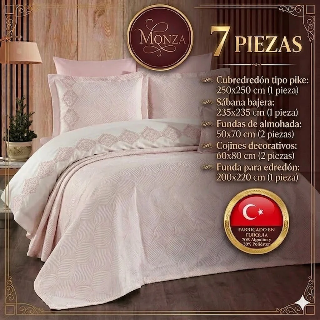 Juego de Cama para Novias "Monza" – Elegancia y Estilo Contemporáneo - COLOR ROSA PASTEL