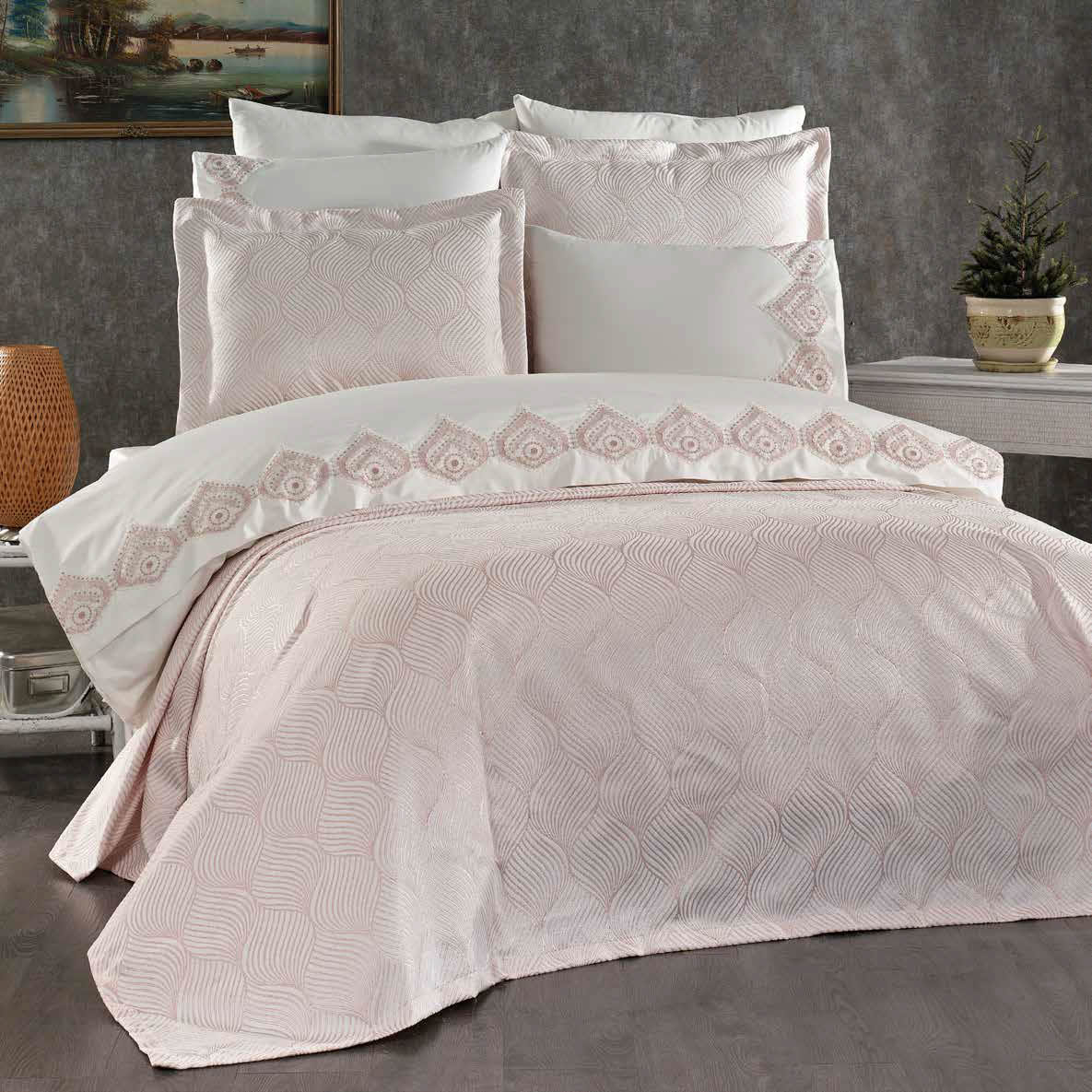 Juego de Cama para Novias "Monza" – Elegancia y Estilo Contemporáneo - COLOR ROSA PASTEL - Image 2