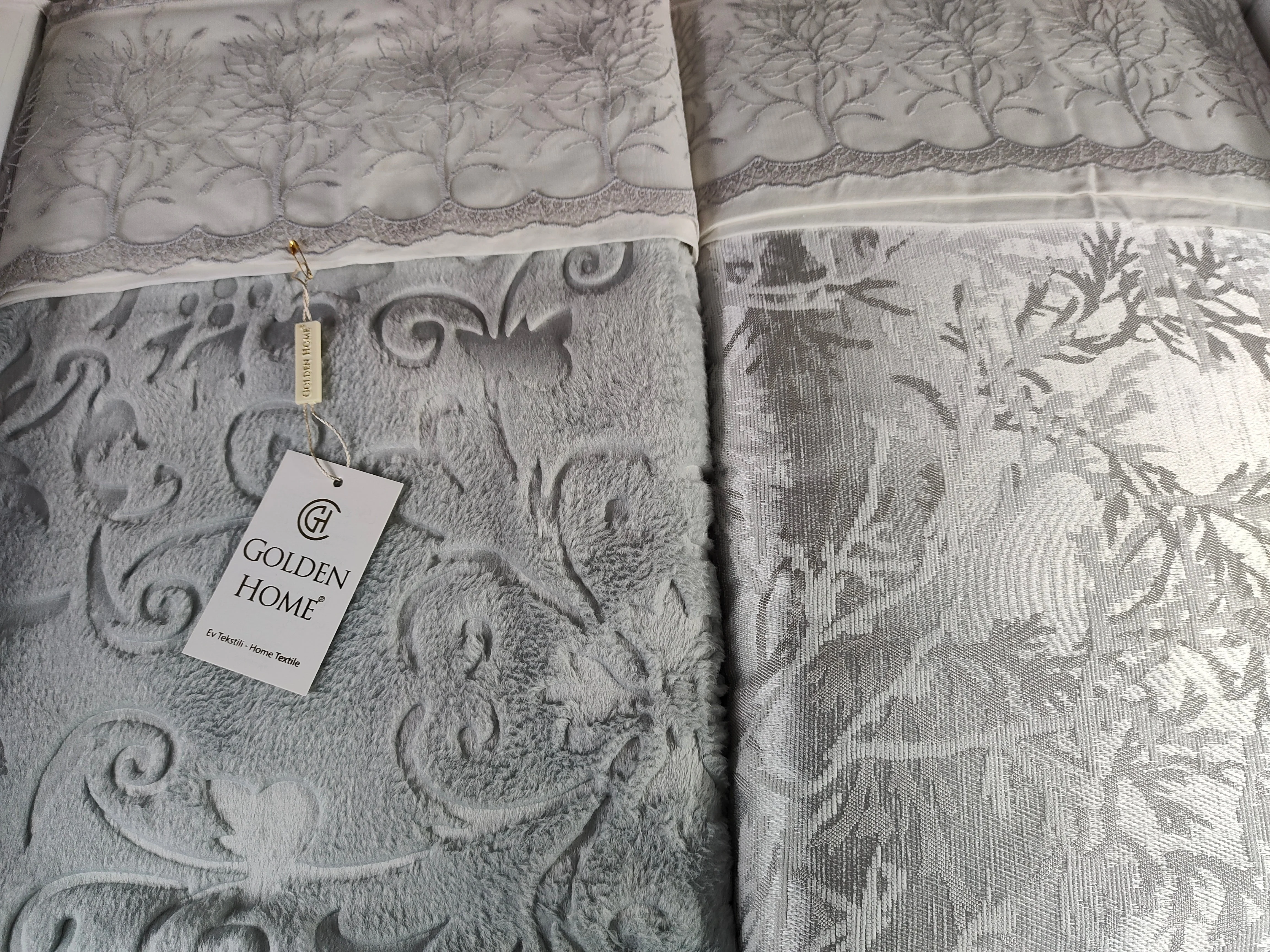 Juego de cama Sakura de 11 piezas: elegancia y confort para tu dormitorio - COLOR GRIS - Image 3