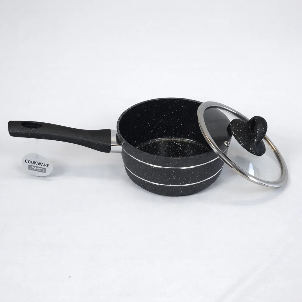 🖤 Batería de Cocina Antiadherente Premium 9 Piezas – Acabado Granito Negro con Tapas de Vidrio - Image 7