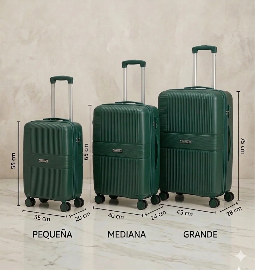 Maleta Rígida de Viaje con Ruedas 360º – Disponible en Tamaño Pequeño, Mediano y Grande - VERDE OSCURO - Image 3