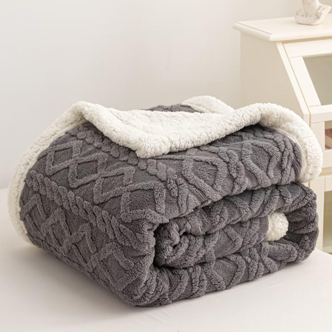 Manta Cama de Borrego 210x230 cm – Manta Doble Cara Franela y Sherpa, 100% Poliéster, Súper Suave y Muy Caliente para Invierno
