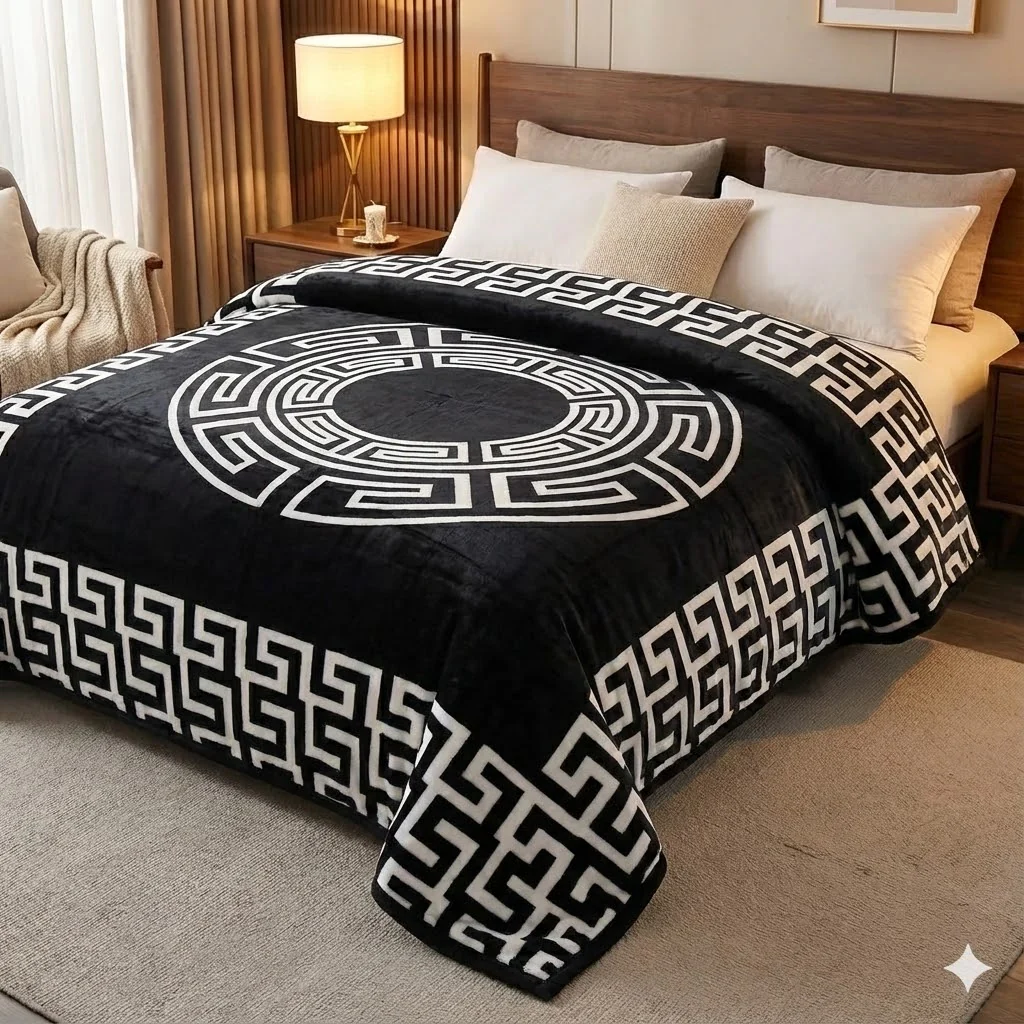 Manta Súper Suave 2-Ply ALZALUX 220×240 cm – 3,5 kg (4 colores) - NEGRO