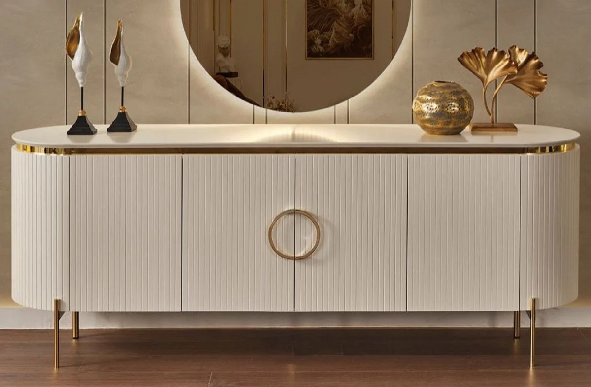 Mesa de TV - BLANCO CON DETALLES EN DORADO - Image 2