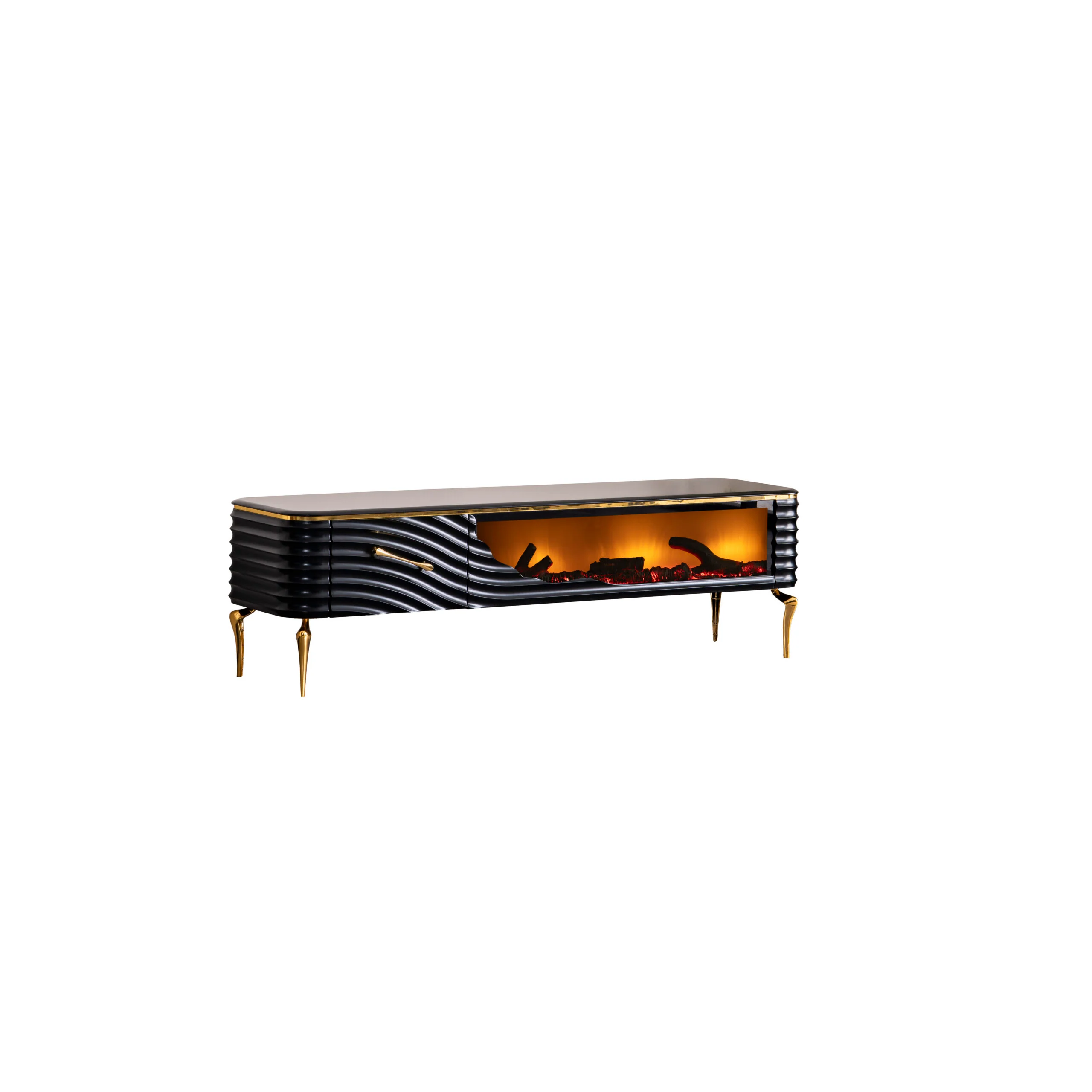 Mesa de TV con chimenea digital - NEGRO - Image 9