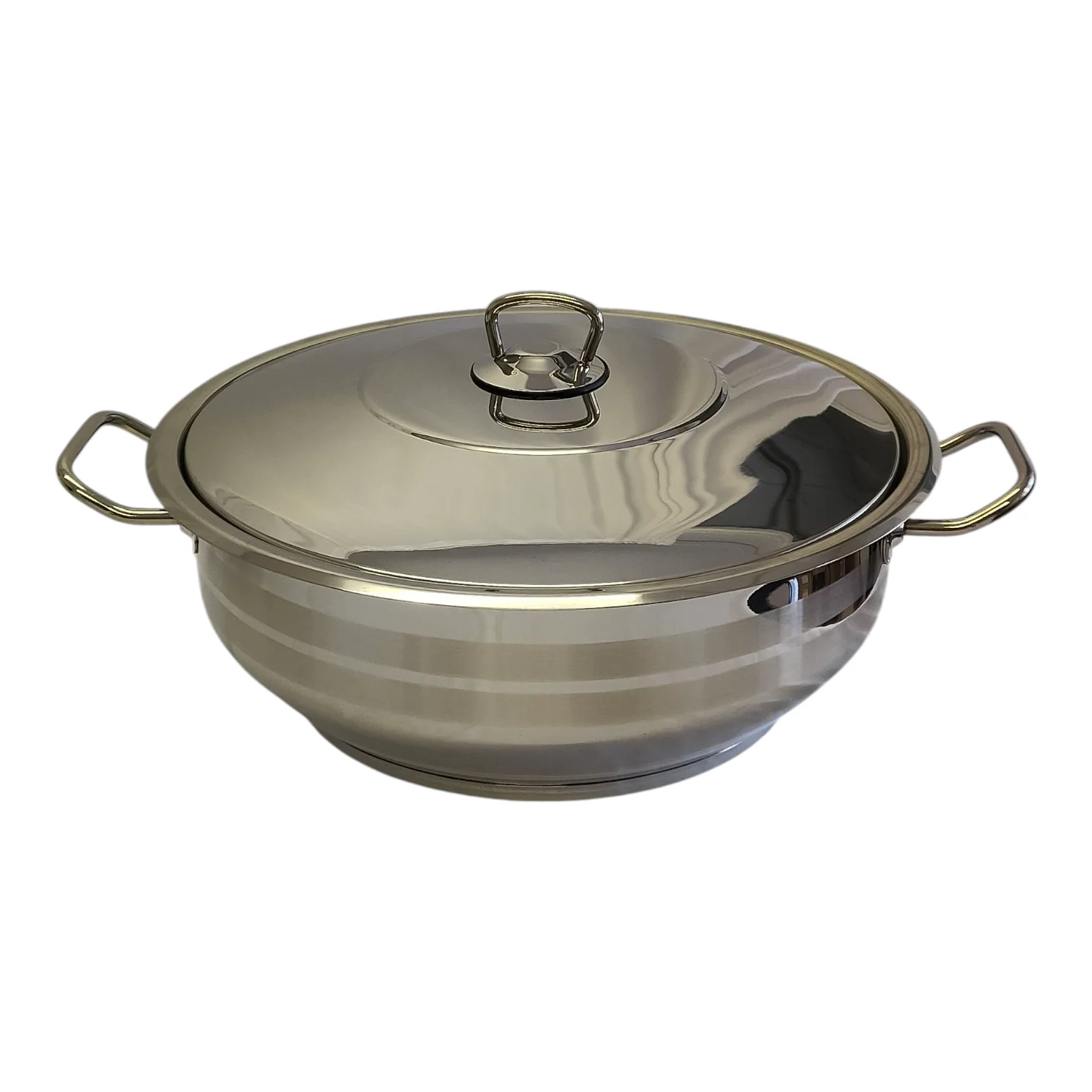 Cacerola Baja de Acero Inoxidable con Tapa 8,5L — 2 Asas | Acabado Pulido - Image 2