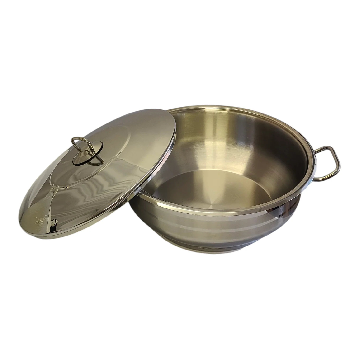 Cacerola Baja de Acero Inoxidable con Tapa 8,5L — 2 Asas | Acabado Pulido - Image 3