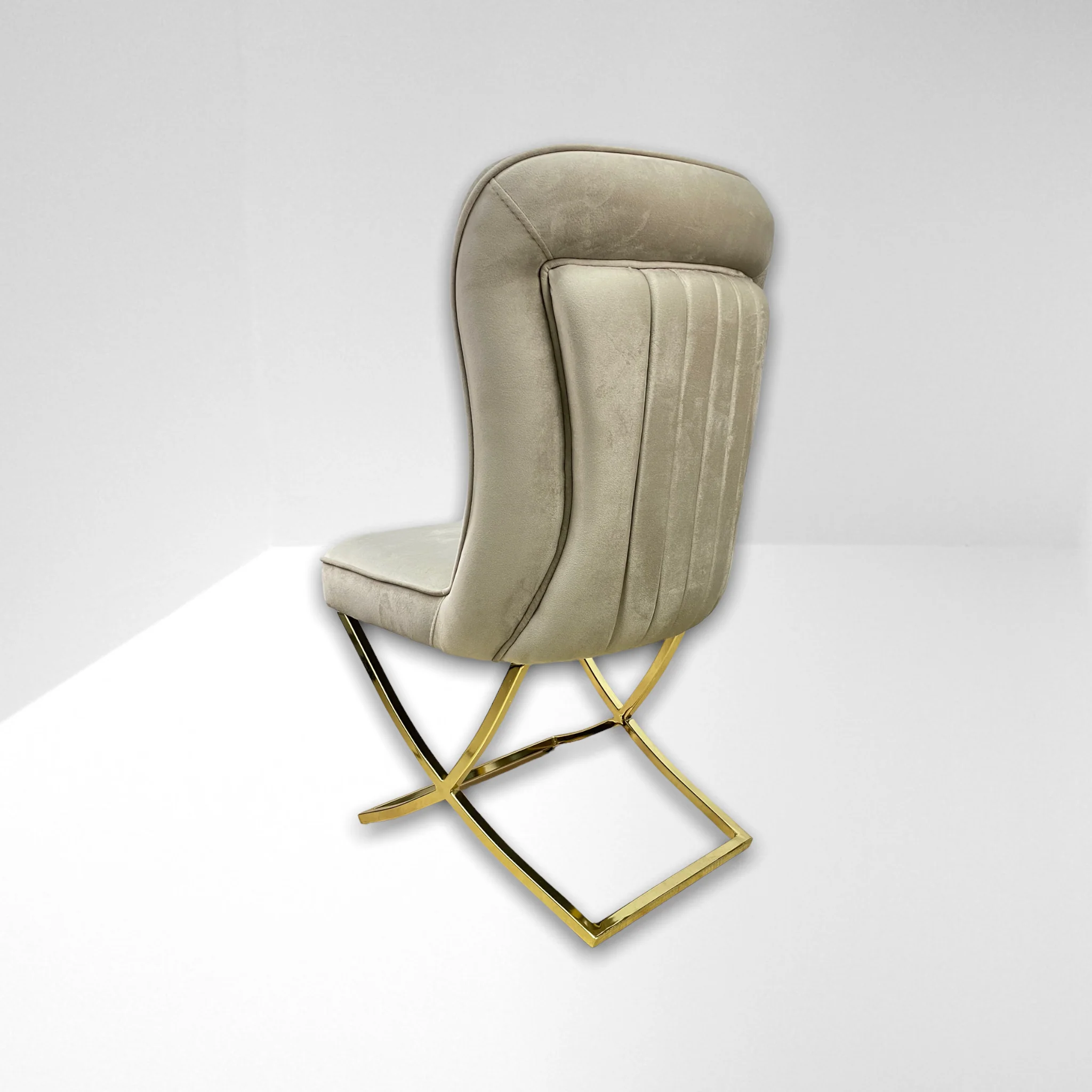 Silla de Comedor de Lujo Modelo "Madrid" - Tapizado Beige V-03 & Patas Doradas ✨ - Image 2