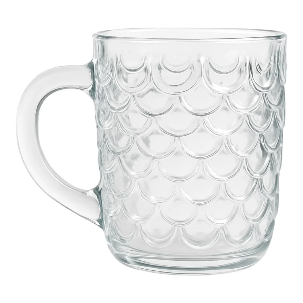 Pack de 6 Tazas de Cristal con Relieve Escamado – Elegancia y Estilo para tu Mesa