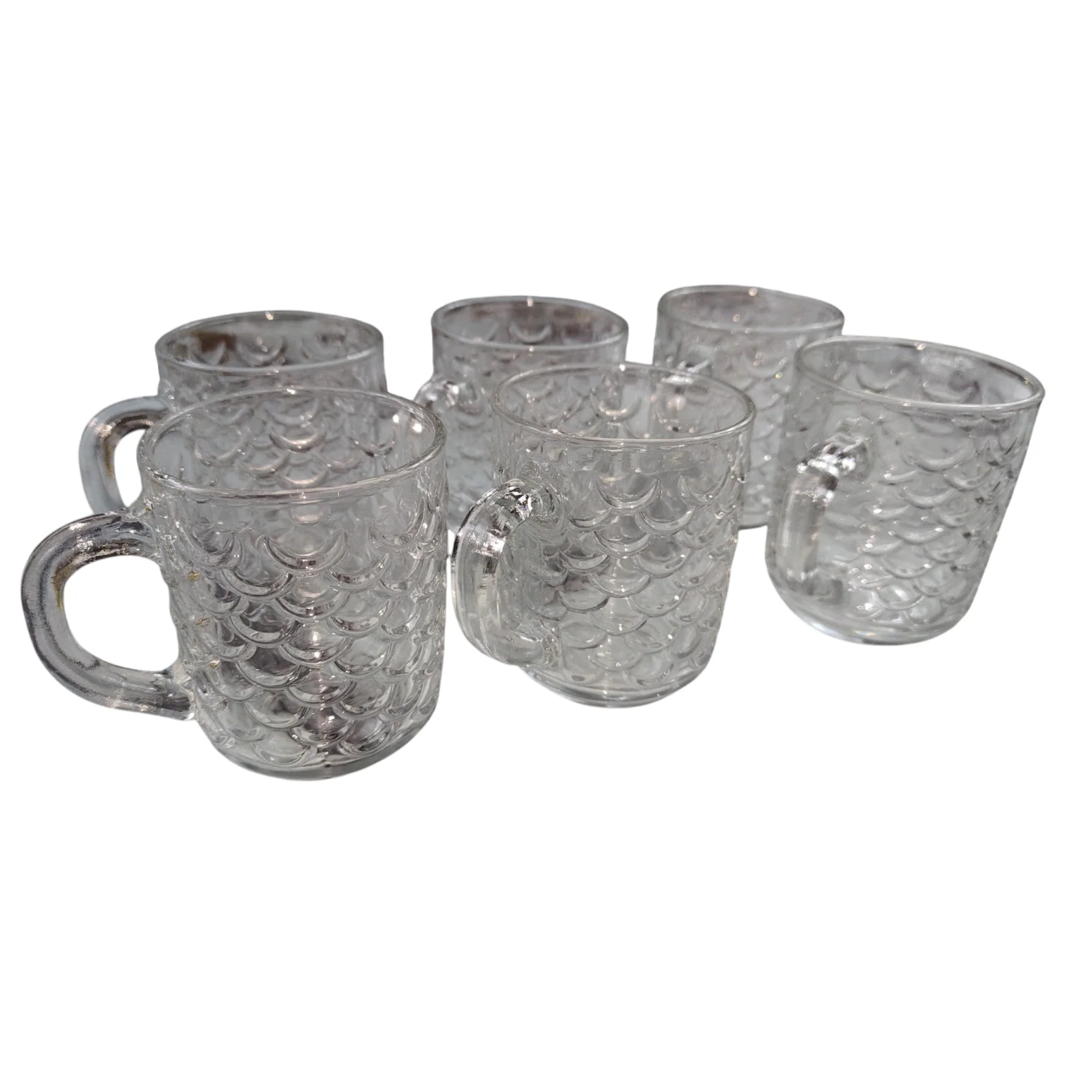 Pack de 6 Tazas de Cristal con Relieve Escamado – Elegancia y Estilo para tu Mesa - Image 2