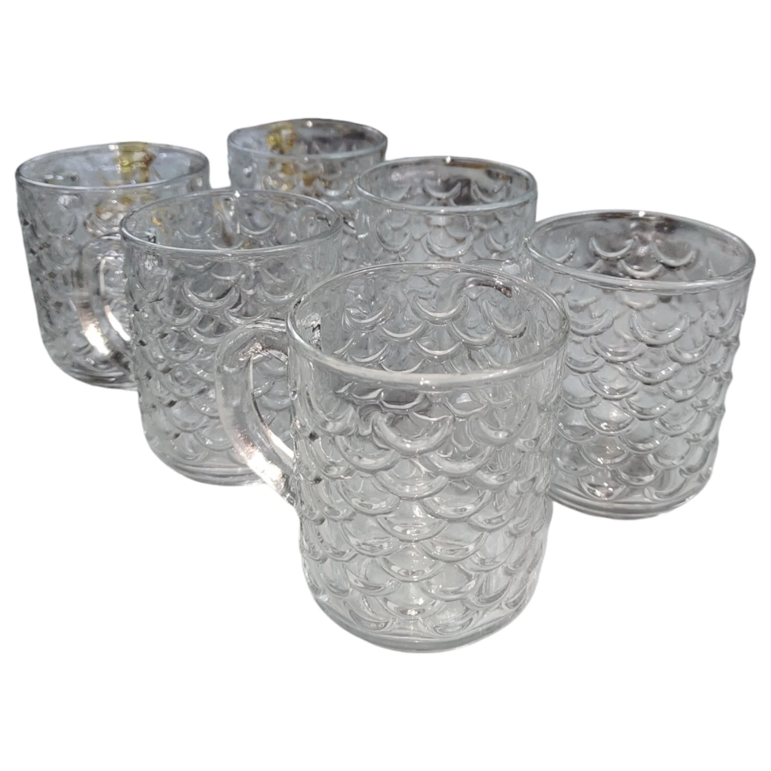Pack de 6 Tazas de Cristal con Relieve Escamado – Elegancia y Estilo para tu Mesa - Image 3