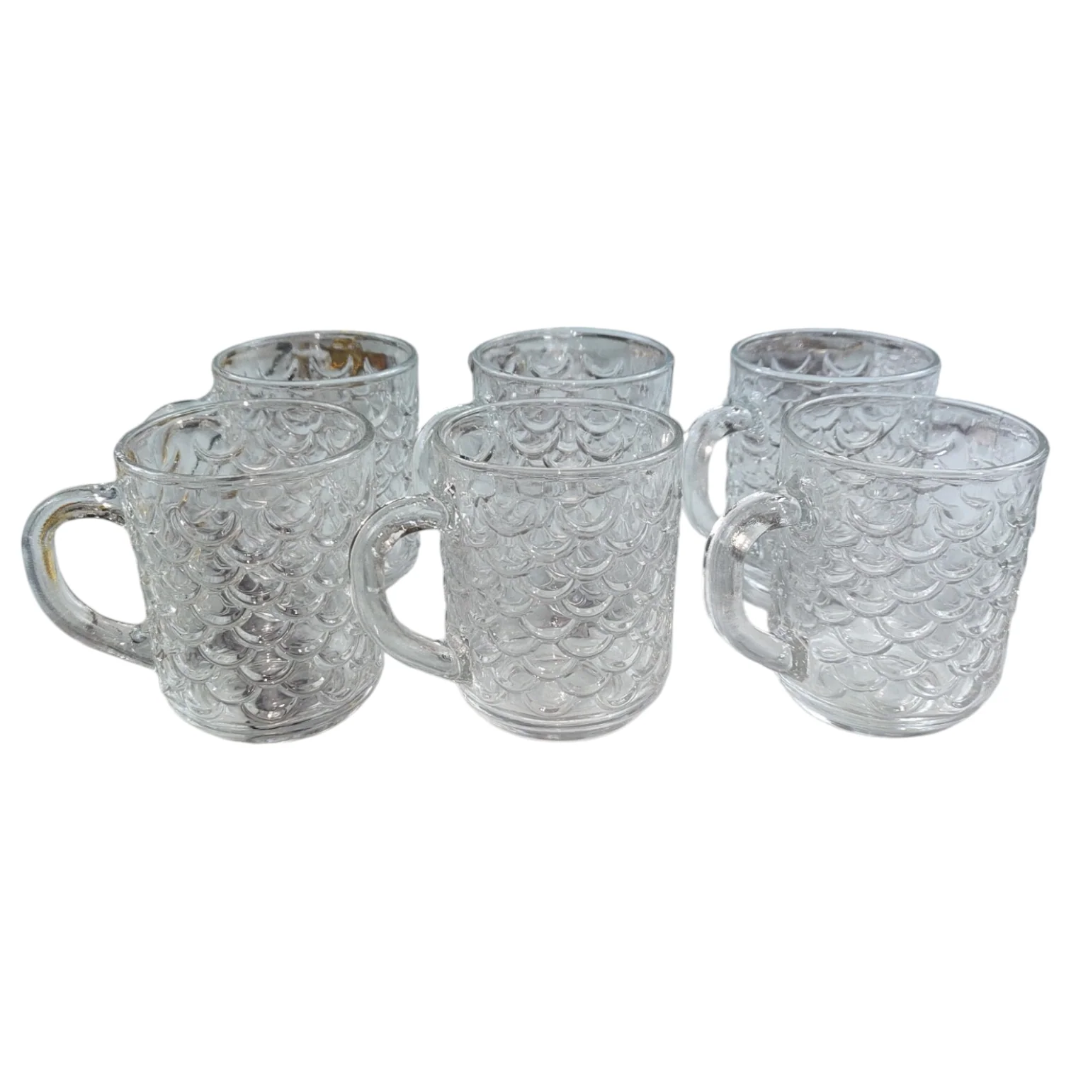 Pack de 6 Tazas de Cristal con Relieve Escamado – Elegancia y Estilo para tu Mesa - Image 4