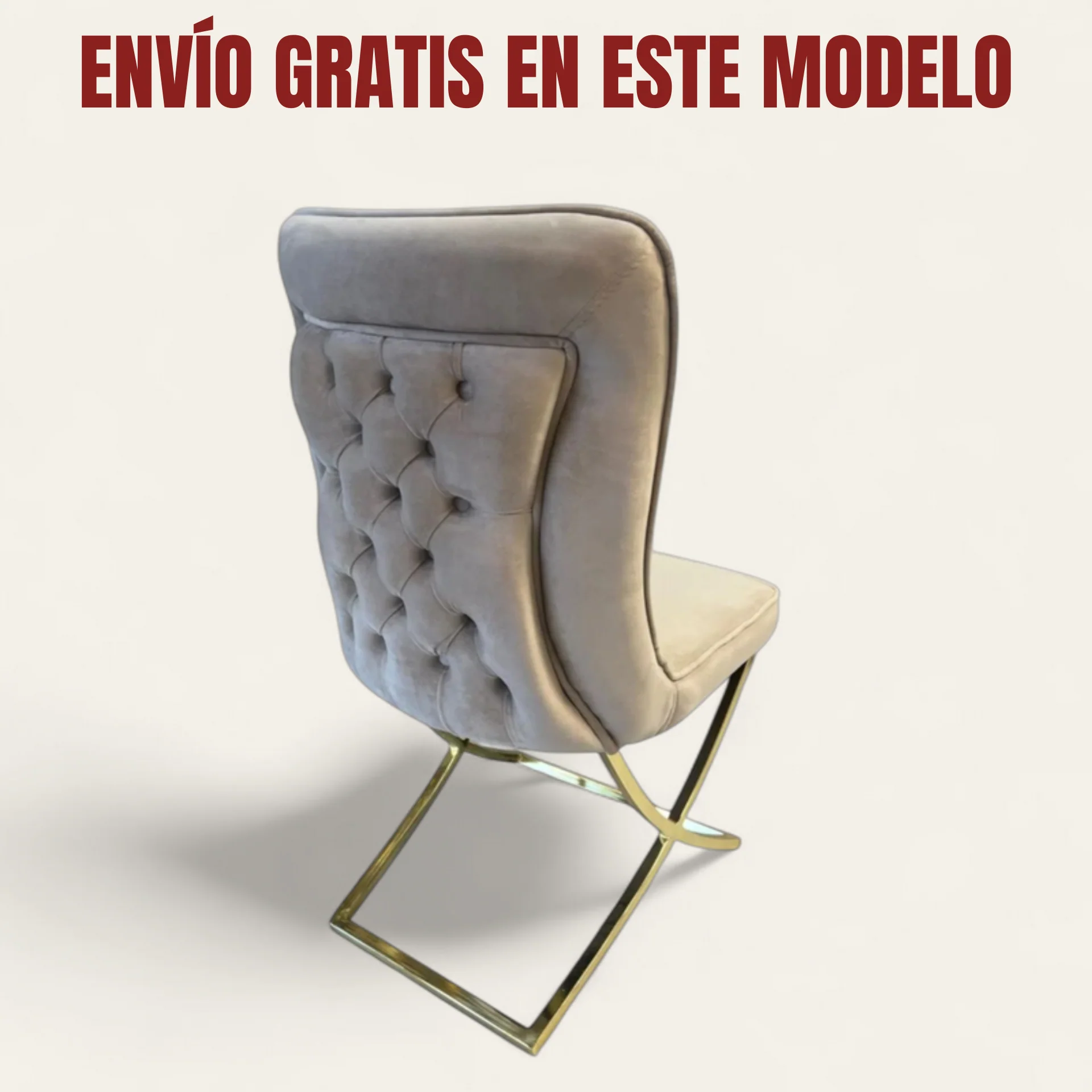 PACK OFERTA 6 Sillas BONGOV03 en terciopelo beige con patas doradas de acero - Image 2