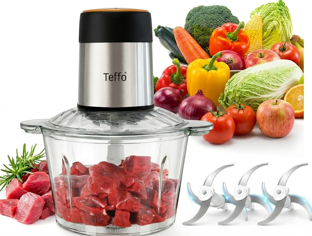 Picadora Eléctrica 300W XXL 3L con 6 Cuchillas de Acero Inoxidable – Trituradora Profesional Multifunción con 2 Velocidades, Ideal para Carne, Verduras y Frutos Secos - Image 2